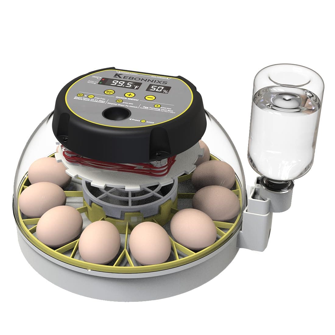 12 Egg Incubator with Humidity Display, Egg Candler, Automatic Egg Turner, for Hatching Chickens