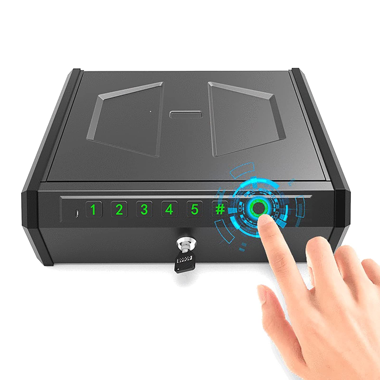 VADSBO Gun Safe, 8 L Pistol Safe, Fingerprint Safe Box, Hard Cold-rolled Steel Plates, Small Mini Safe for Gun Cash Money Jewelry, for Homebookshelf,car