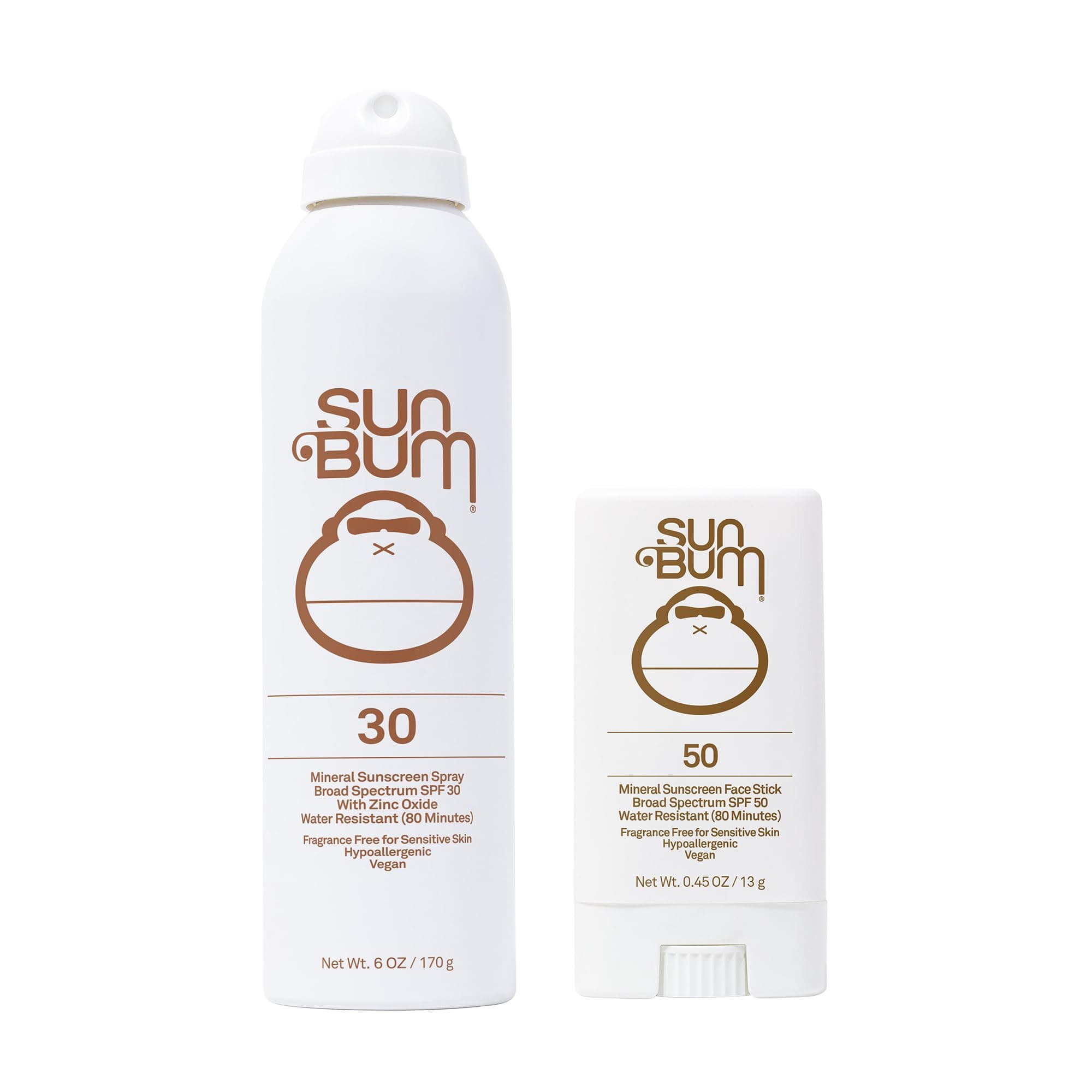 Sun Bum Mineral Spf 30 Sunscreen Spray and Spf 50 Face Stick Vegan and Reef Friendly (octinoxate & Oxybenzone Free) Broad Spectrum Zinc Sunscreen With Uva/uvb, 2 Count