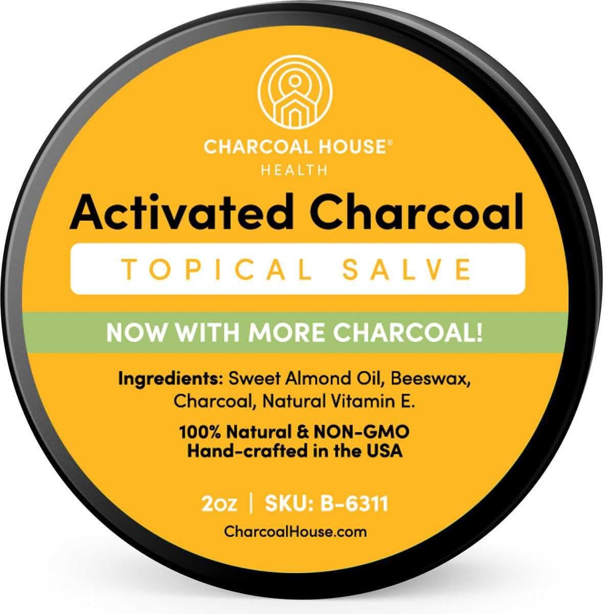 2oz Jar Activated Charcoal Salve, Draws Foreign Matter, for Bites, stings, cuts, Wounds, Skin Problems, Healing, Soothing, Easy Carry