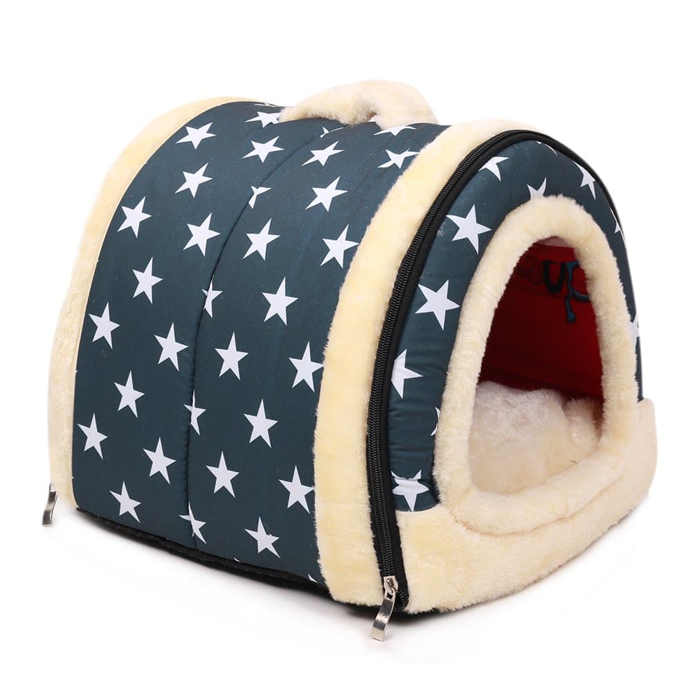 ANCOUS Pet Nest & Sofa Bed, Foldable Non-slip Dog Cat House and Winter Soft Cozy Mattress 4 Style 5 Size (L, Blue)