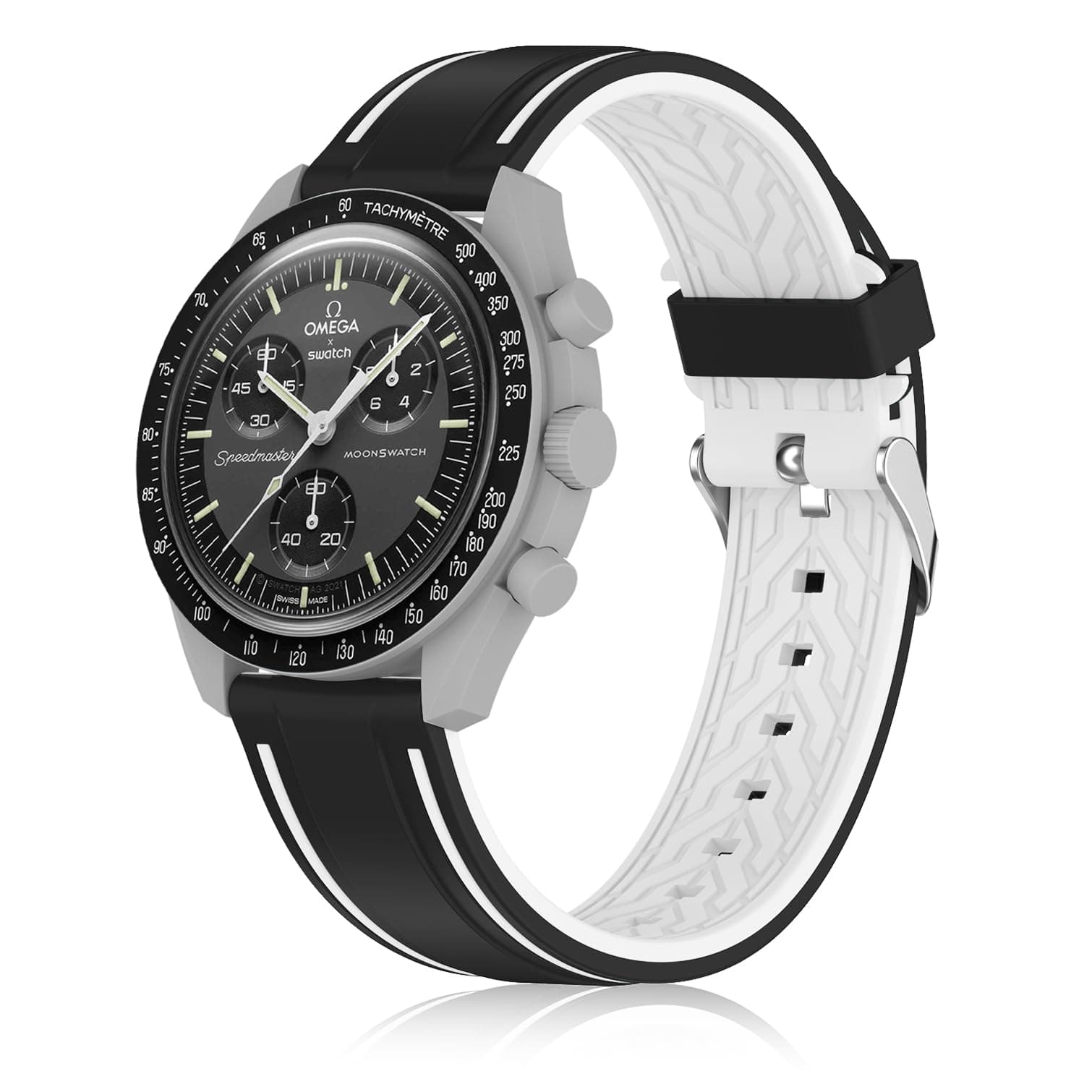 Band Compatible with Moonswatch,Soft Silicone 20mm Replacement Band for Omega X Swatch Moonswatch Speedmaster/Rolex/SEIKO for Women Men