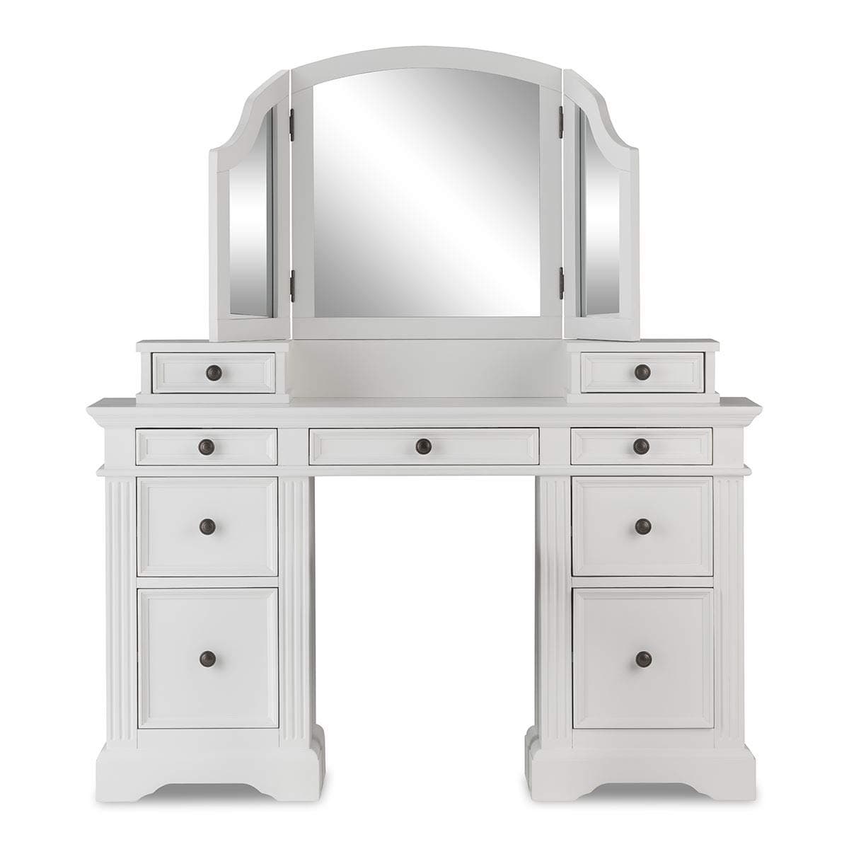Gainsborough White Dressing table with extension drawers and 3-Way mirror. Stunning FULLY ASSEMBLED Dressing table set