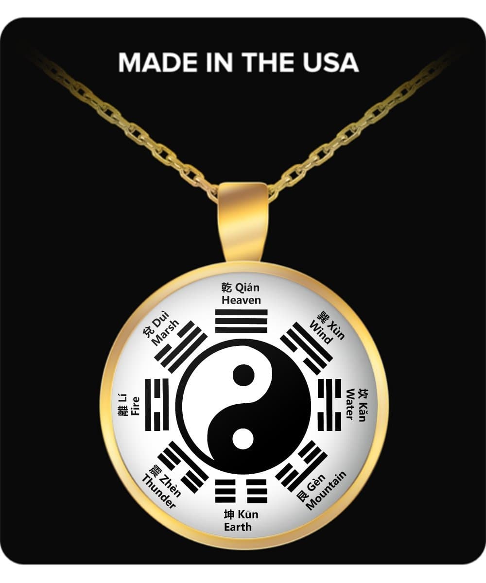 Yin Yang Necklace - Tai Chi Ba Gua Kung Fu - Martial Arts Chinese Character Language - Chinese New Year Gift for Feng Shui Taichi Chuan Masters and Students - Good Fortune Taoism Zen Balance Neck Lace