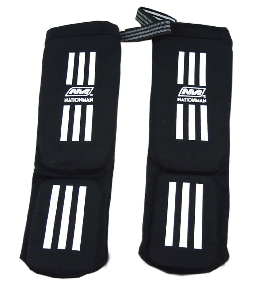 Nationman Shin Pads Elastic Competition Shin Guards for Muay Thai Kick Boxing and MMA Equipment, Guality Thai Boxing Shin Pads. Shins Nation is Price Shown is Per Pair (Black, One Size for All)