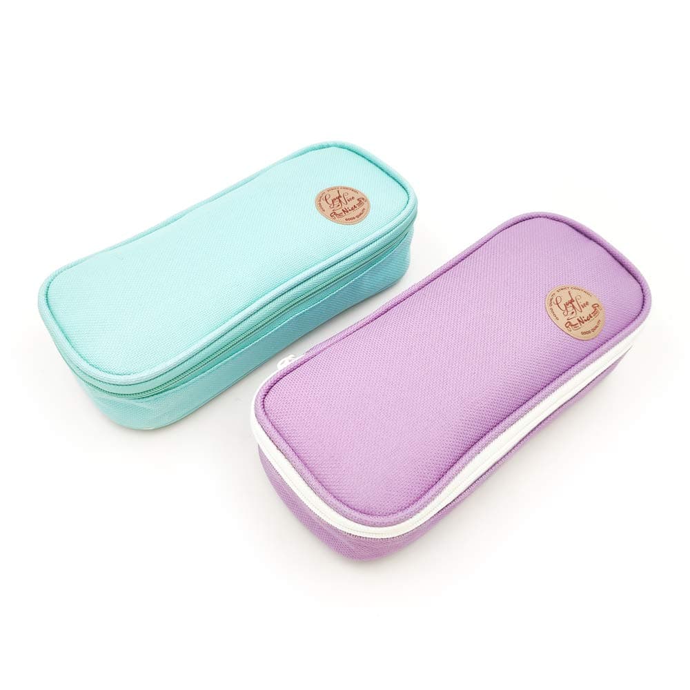 KFSM 2 Pack Pencil Bag Pen Case, Muti-fuction Portable Big Capacity Pouch Organizer Zipper Bag for Pen Pencil Highlighters Markers and School Office Supplies (Blue & Purple)