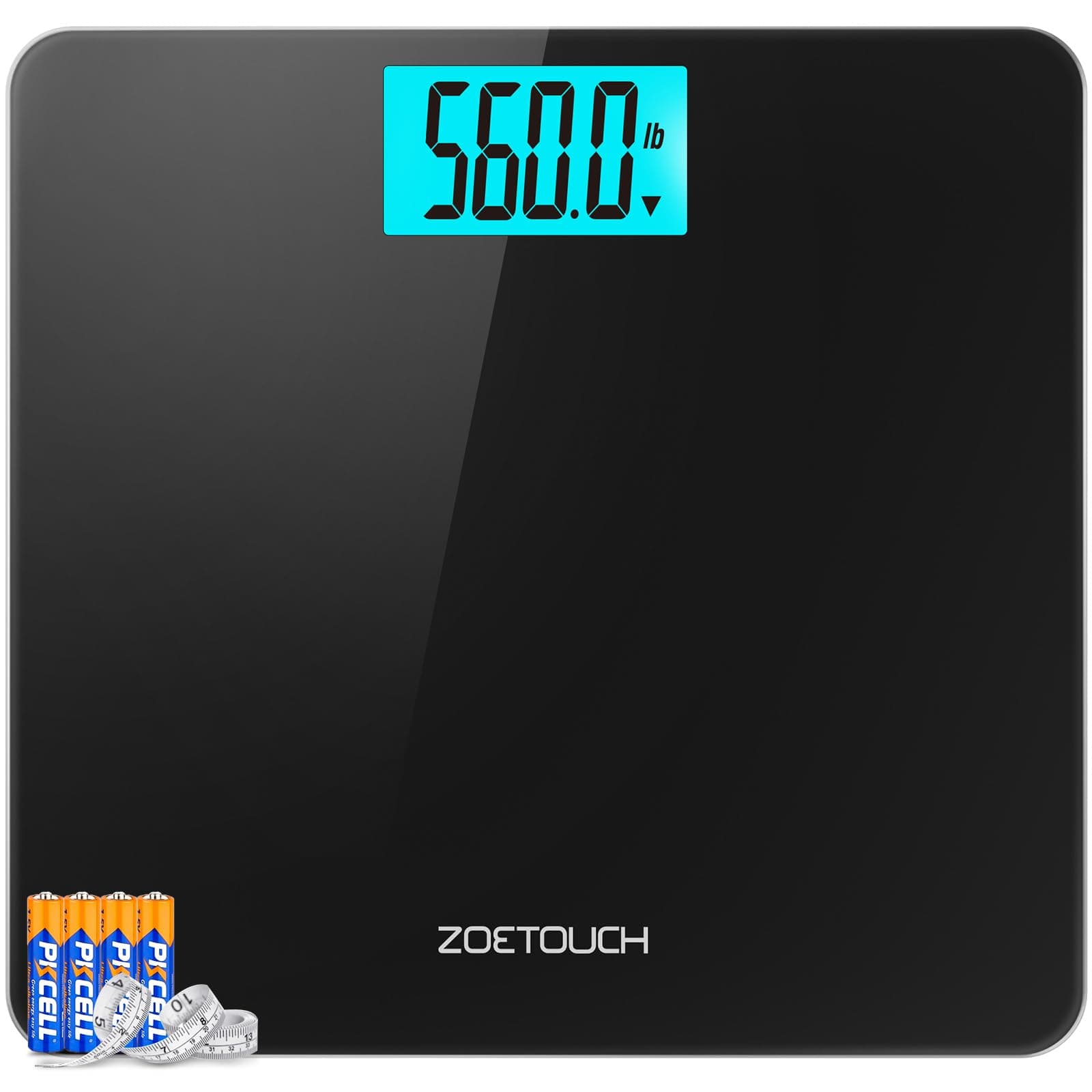 560lbs Bathroom Scale for Body Weight Over 500 lbs, Accurate Digital Weighing Machine with Wide Platform 12.2" x 12.9", Large Backlit LCD Display,High Capacity for Heavy Duty Seniors