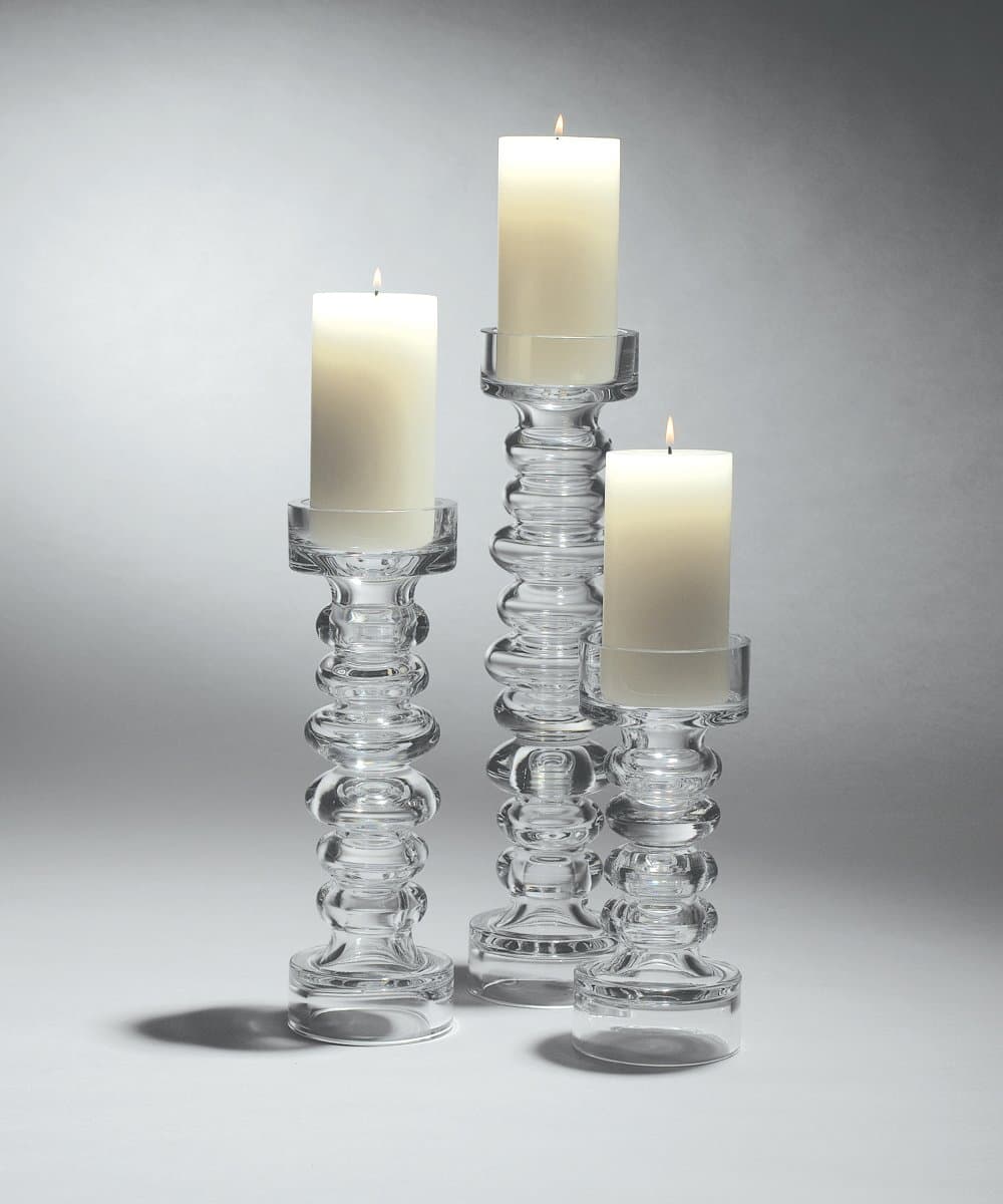 Global Views1521 Glass Ribbed Candleholder/Vase- Med - (Each) - Decorative Centerpiece for Home, Office, Wedding