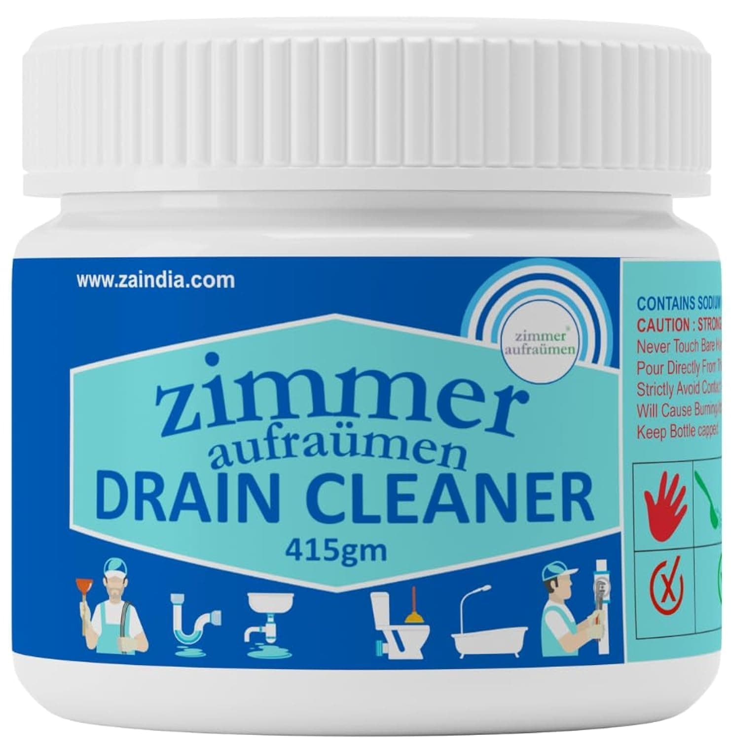 - 415gms Heavy Duty Drain Cleaner & Blockage Opener Powder. Opens Clogs. Dissolves Hair, Accumulated Soap Scum & Dirt. Biodegradable. Economical.