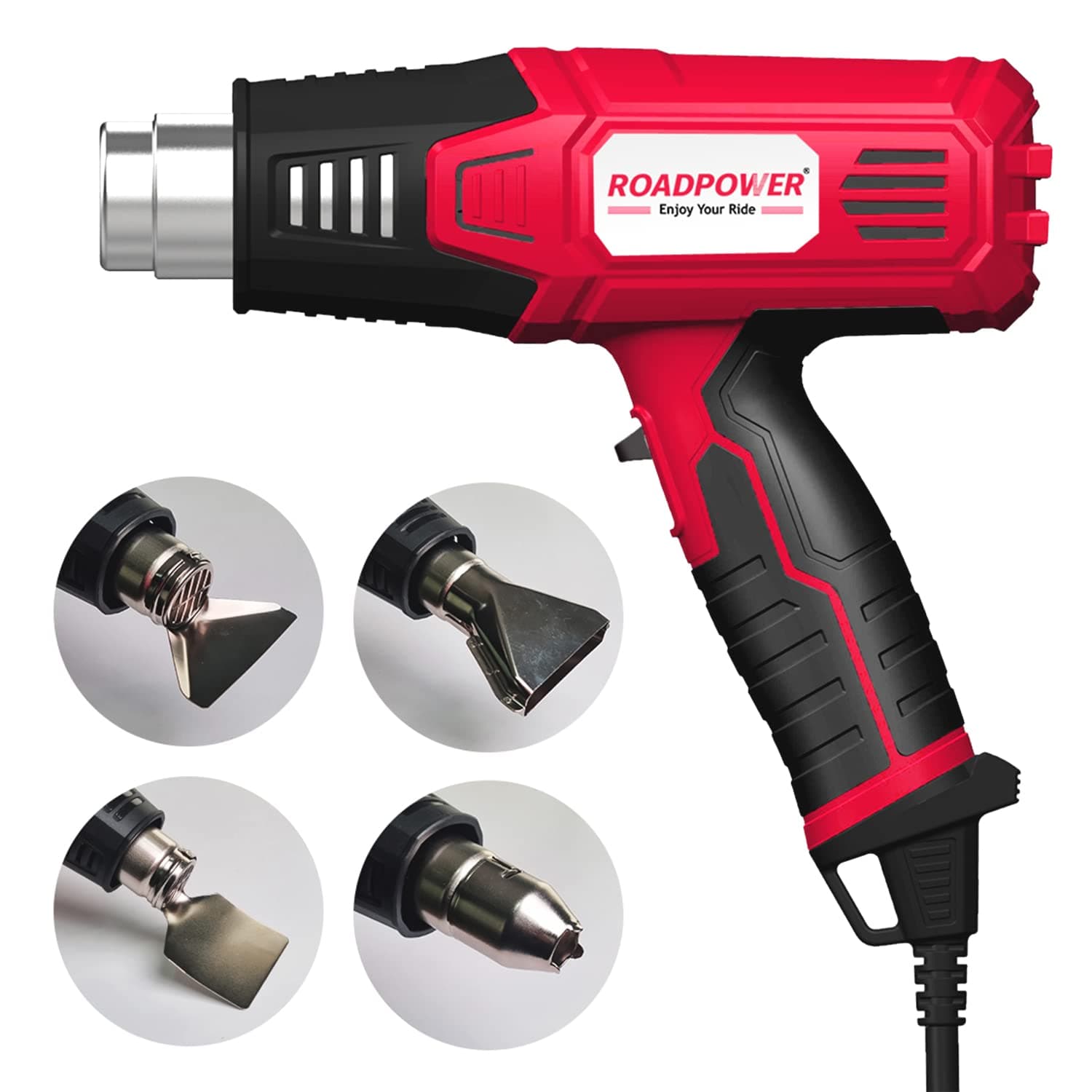ROADPOWER Heat Gun 2000W, 440°C-600°C with High and Low Setting - Cord Plug-in Handle - Best for Removing Paint, Sticker, Vinyl Car Wrap and Adhesives - Variable Temperature - with 4 Nozzles included