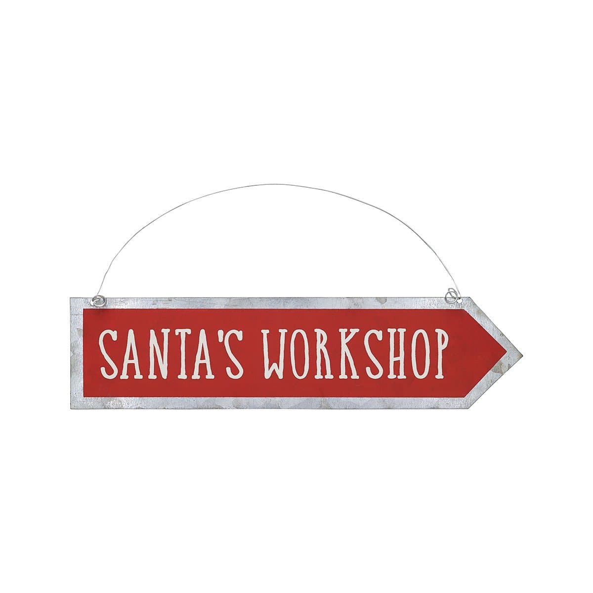 Christmas Tin Arrow Ornament / Sign (Santa's Workshop)