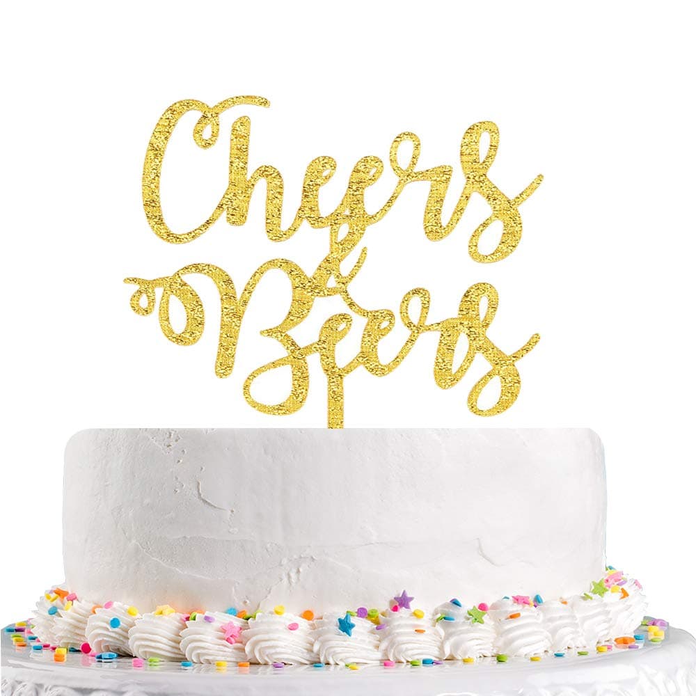 Cheers Beers Cake Topper -Happy Birthday Cake Topper - Baby Shower- Happy Wedding/Retirement/Anniversary Party Decorations