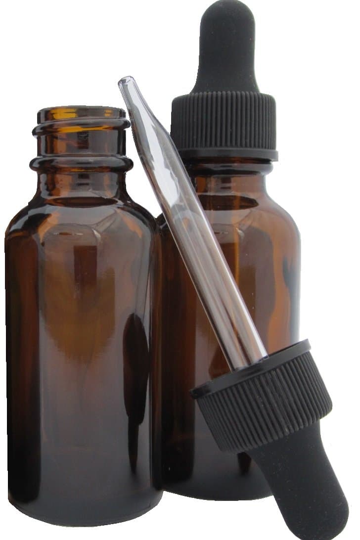 DropperStop™ 1oz Amber Glass Dropper Bottles (30mL) with Tapered Glass Droppers - Pack of 2