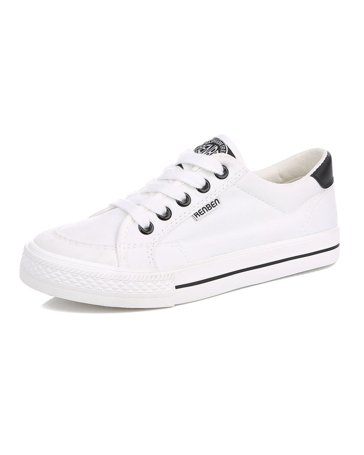 Womens Sneakers Canvas Slip On Flat Low Top Fashion Sneaker Shoes,5 B(M) US,White