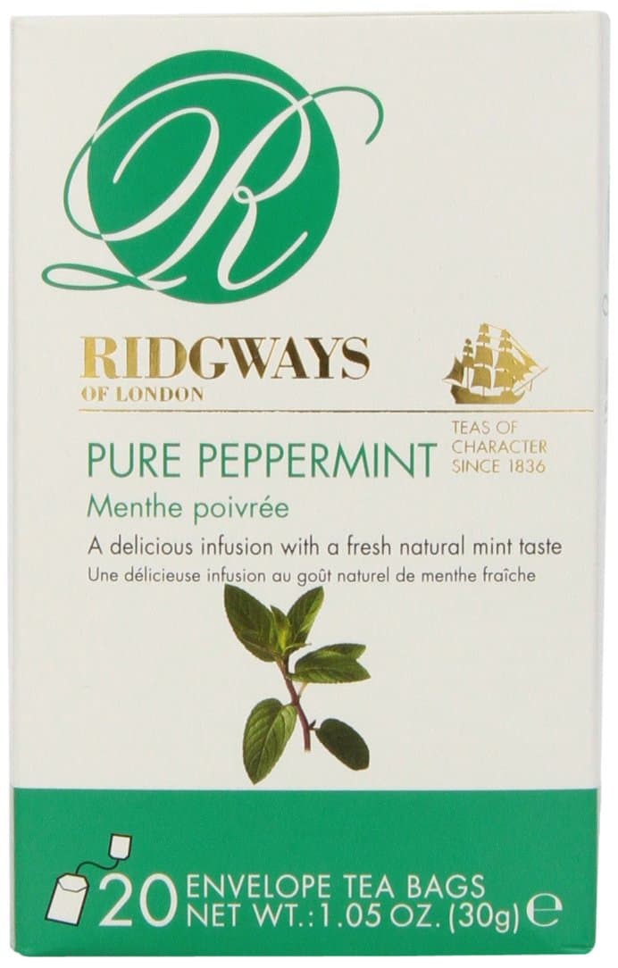 Ridgeways Tea, Pure Peppermint, Envelope tea bags, 20 Count (pack of 6)