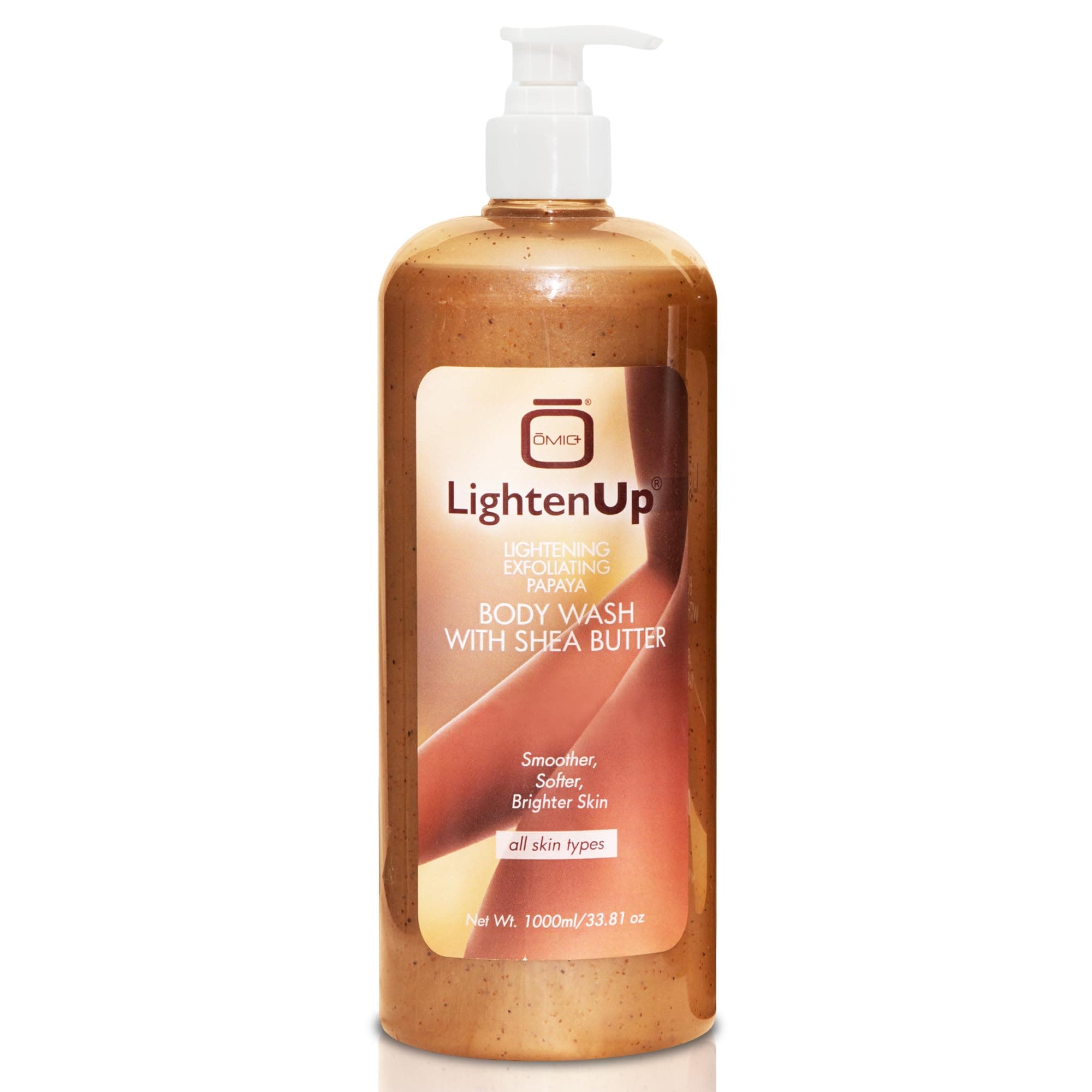 OMIC Lighten-Up LightenUp Exfoliating Body Wash - 33.8 Fl oz / 1000 ml - Formulated to Exfoliate and to Nourish Skin, with Shea Butter, Papaya