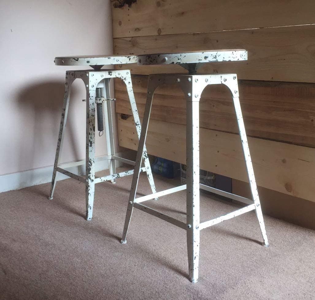 Cafe Style adjustable Stool urban vintage industrial rustic - Antique White