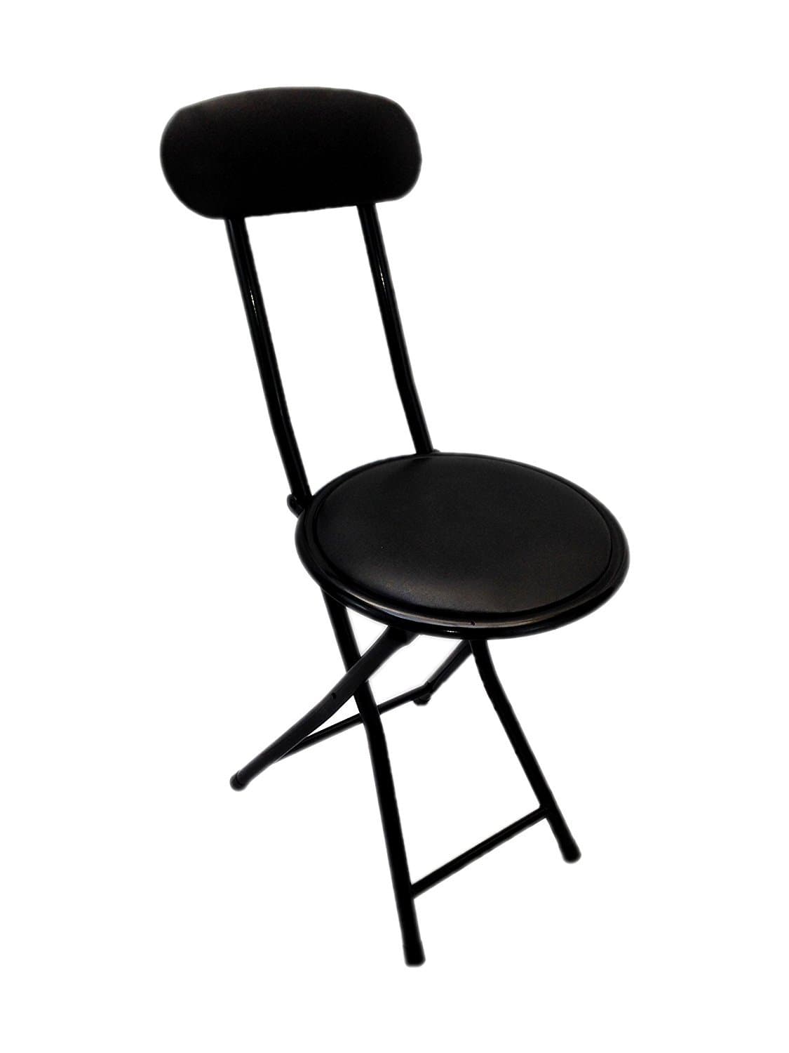 Ethels Home Goods E1206 Portable Small Black Folding Chair Padded with Lock Mechanism Easy Storage and Stackable