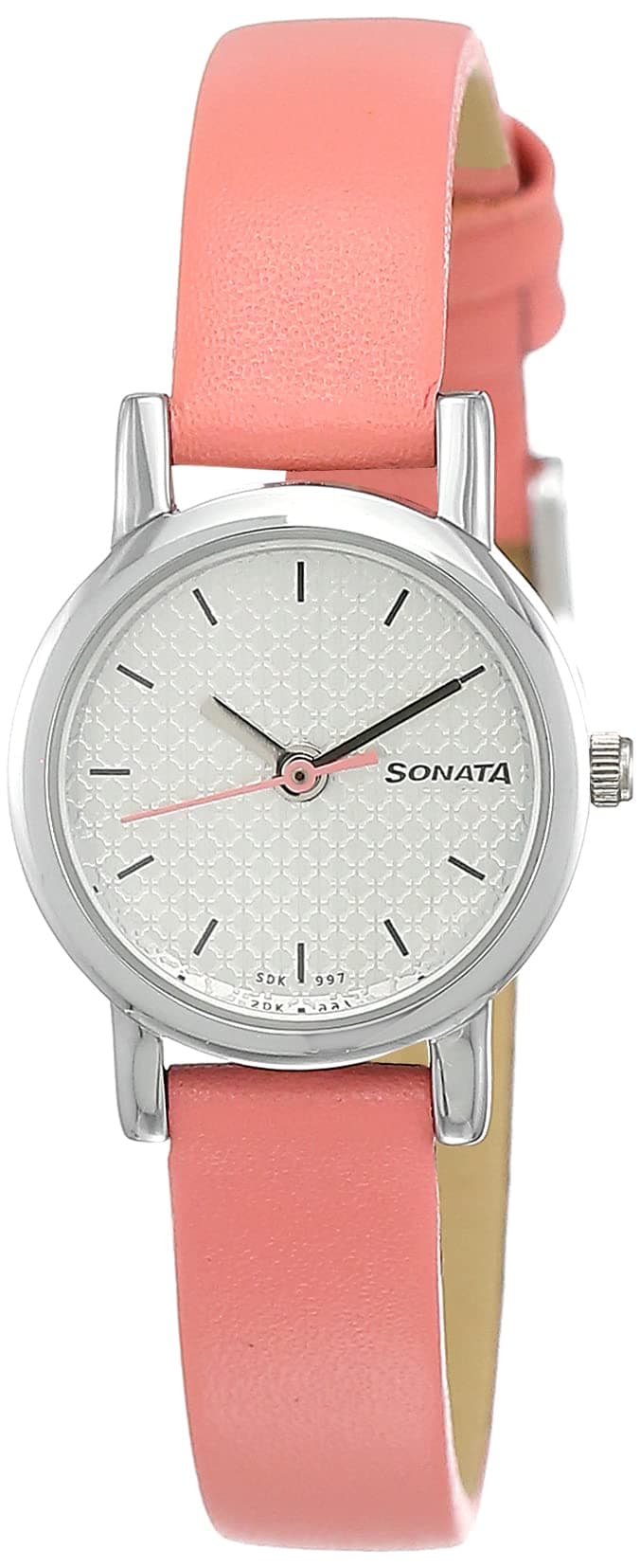 Sonata Splash White Dial Women Analog Watch with Leather Strap-NS8976SL15/NT8976SL15