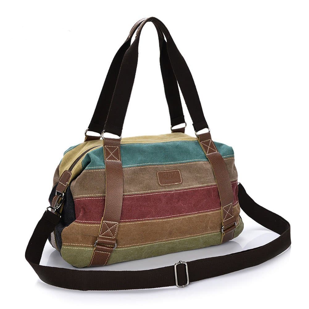 Stripe Canvas Bag Shoulder Bag Cross Body Bag Large Womens Purse