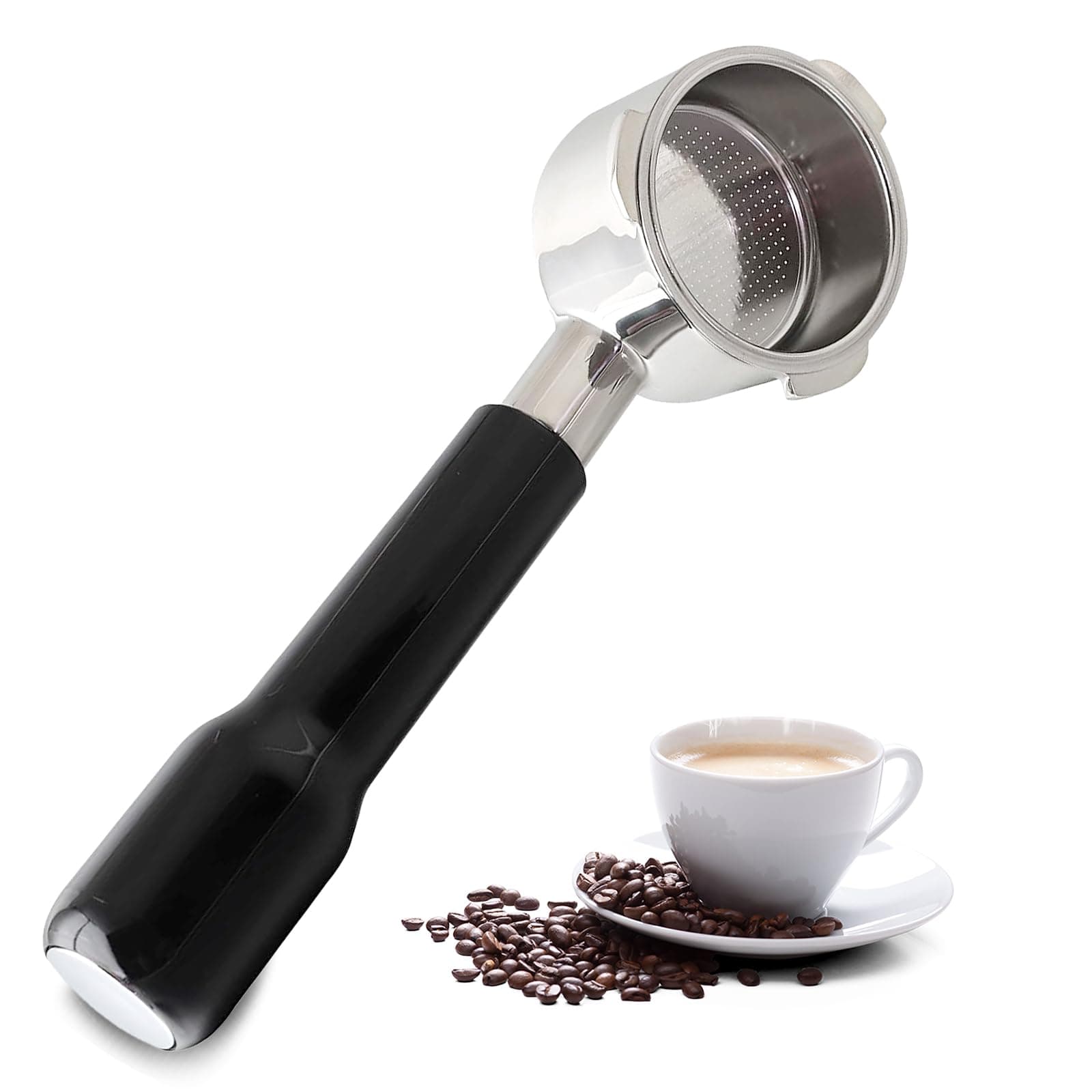 DFD 51mm Bottomless Portafilter Compatible with Gevi Espresso Machine, 51mm Portafilter 3 Ears with Prongs Thickness 4mm Fits for Yabano Included Portafilter Filter Basket Espresso Accessories, slive