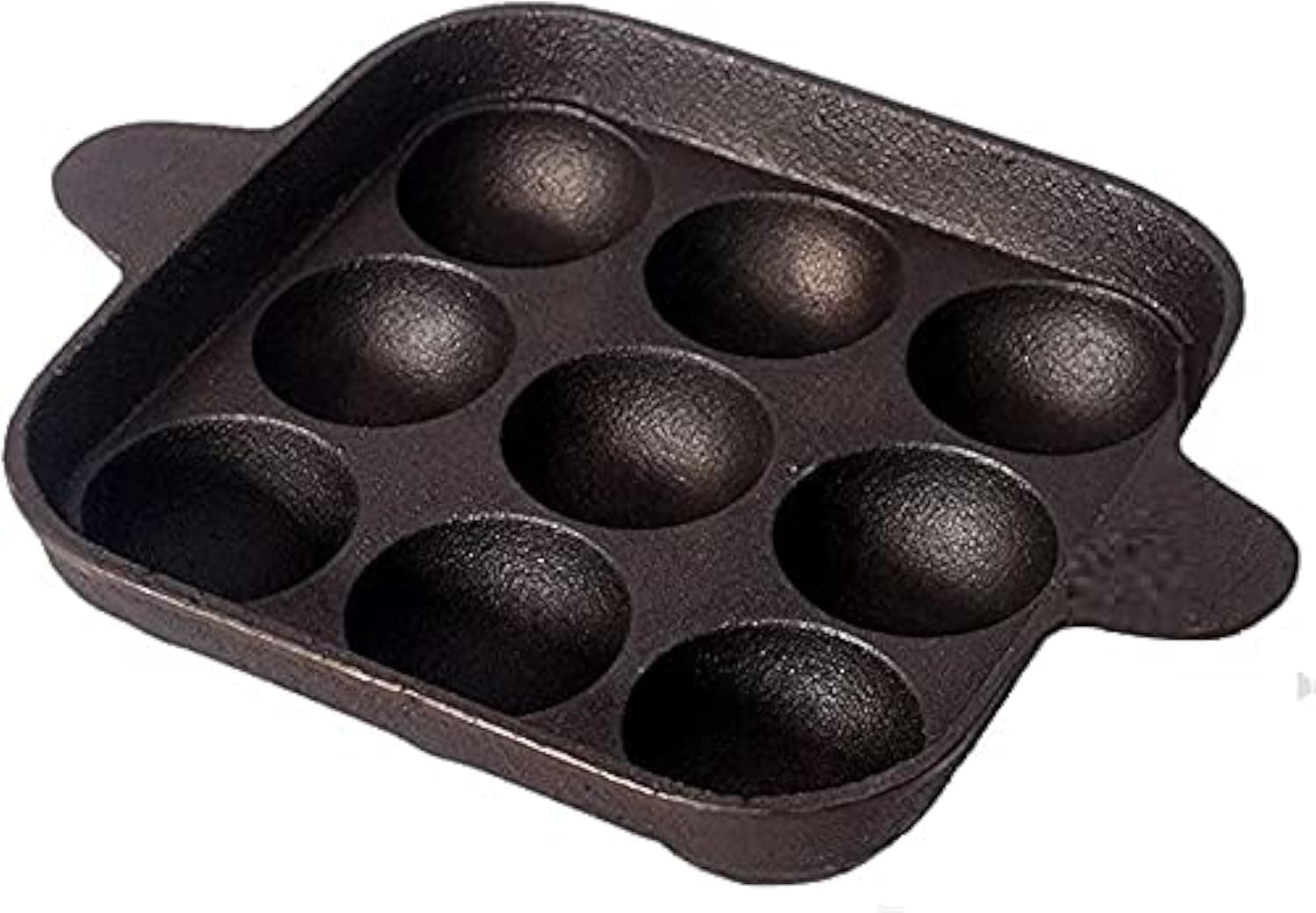 9 Cavity - Paddu Tawa - Appam Patra - Paniyarakkal - Kuzhi Paniyaram Pre-Seasoned with Sesame Oil - Cast Iron