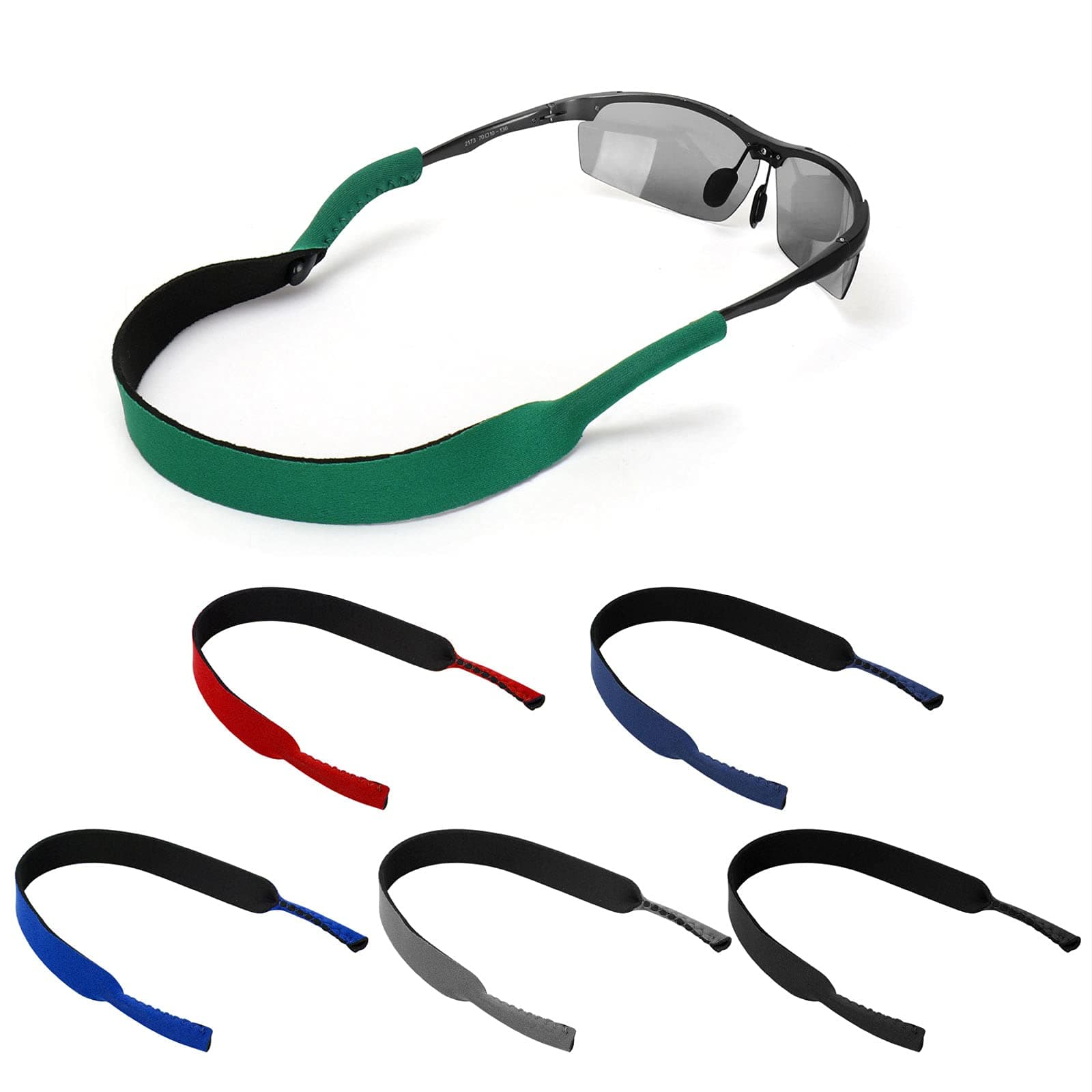 [Length Upgrade] 6 Pack Neoprene Glasses and Sunglasses Strap, Anti Slip Sports Eyewear Retainer Holder Strap (Multicolor-6pcs)