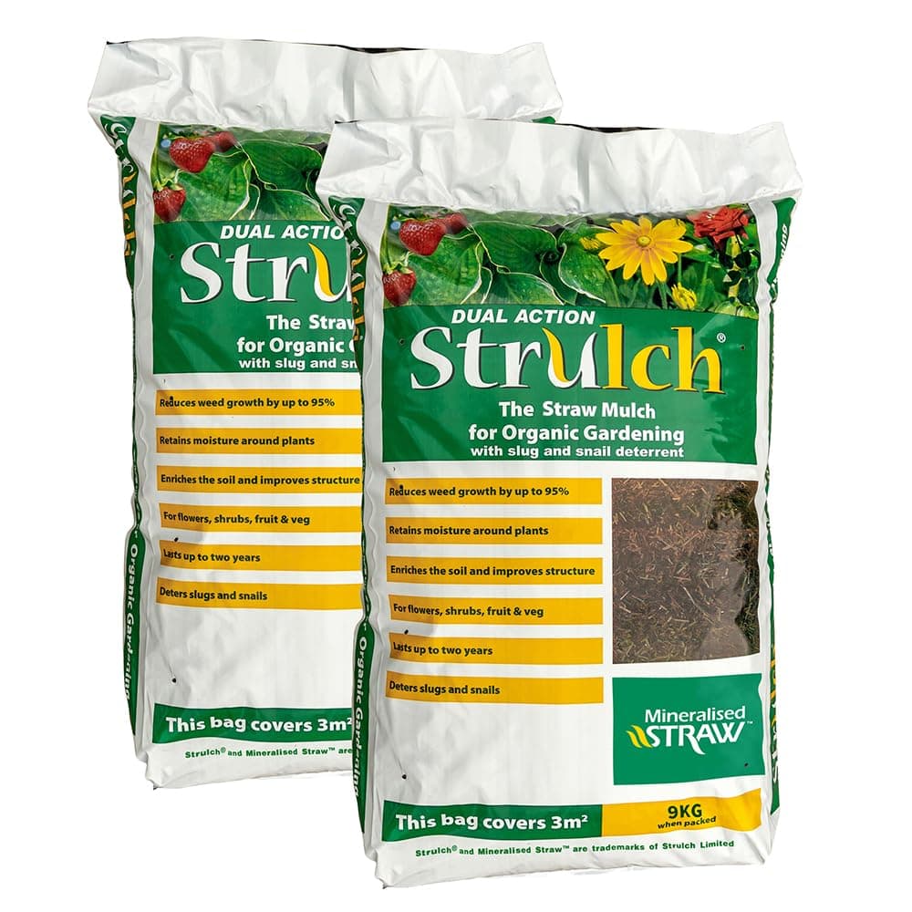 2 x 100L Strulch Mulch Straw Mulch in 9kg Bags - Natural Straw Mulch for Gardens Perfect as a Natural Slug & Snail Deterrent - Mulches for Gardens UK