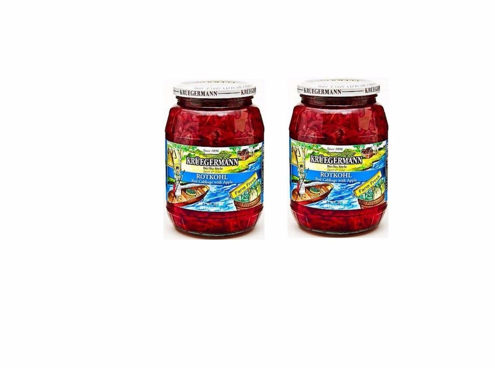 SHIPS FREE Get (2) 32 fl.oz. Jars Of Kruegermann Rotkohl Red Cabbage with Apple Jars (64 fl.oz)