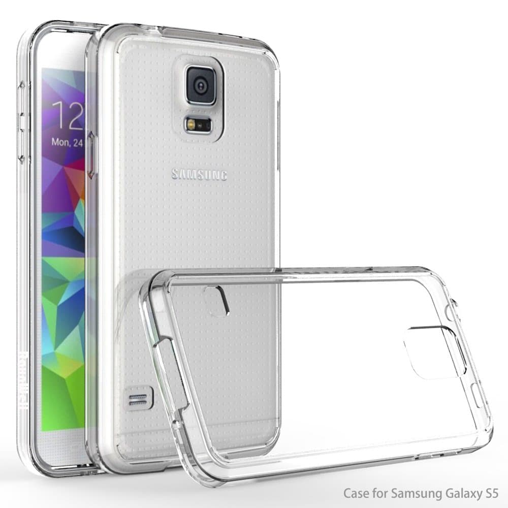 Samsung Galaxy S5 Case, RaxnWell [Shockproof] Crystal Clear Acrylic Plastic Back Panel and TPU Frame Stylish Phone Case for Samsung S5 (Pure Crystal)