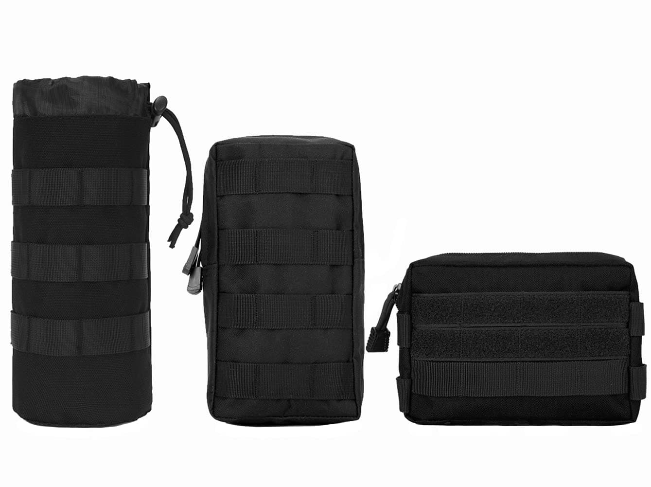 3 Pack Molle Pouch-Water Bottle Pouch Holder Tactical Molle Admin Pouches Compact Tactical Waist Bags Small EDC Utility Bag Pack