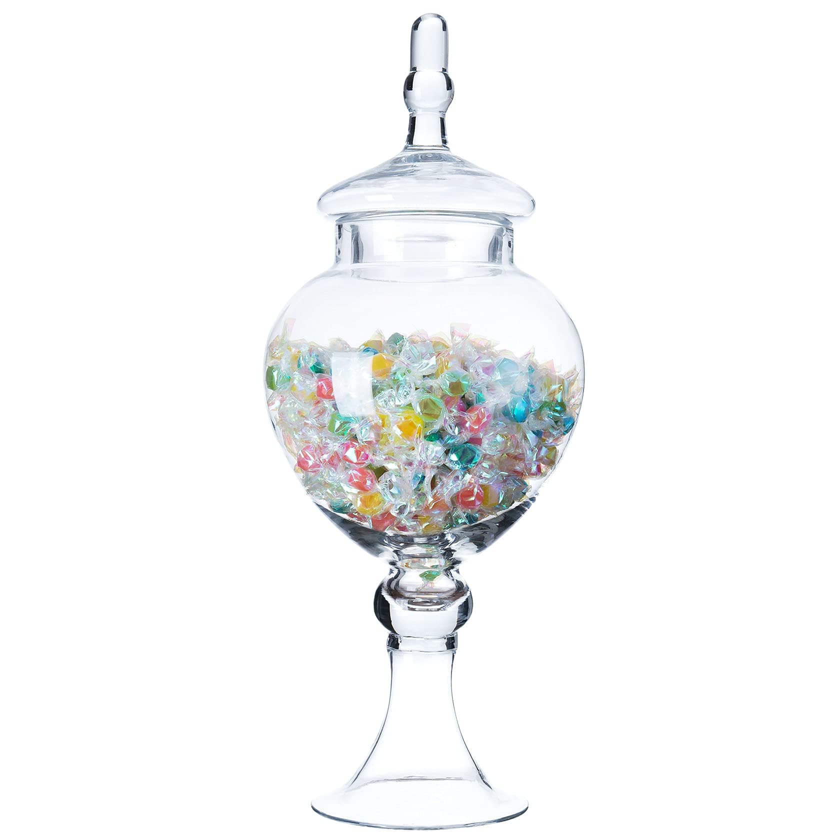 Diamond Star Glass Apothecary Jars with Lids for Candy Buffet - Large Apothecary Jars for Bathroom, Candy Bar, Kitchen, (Height: 16.5" Body: 6.5)