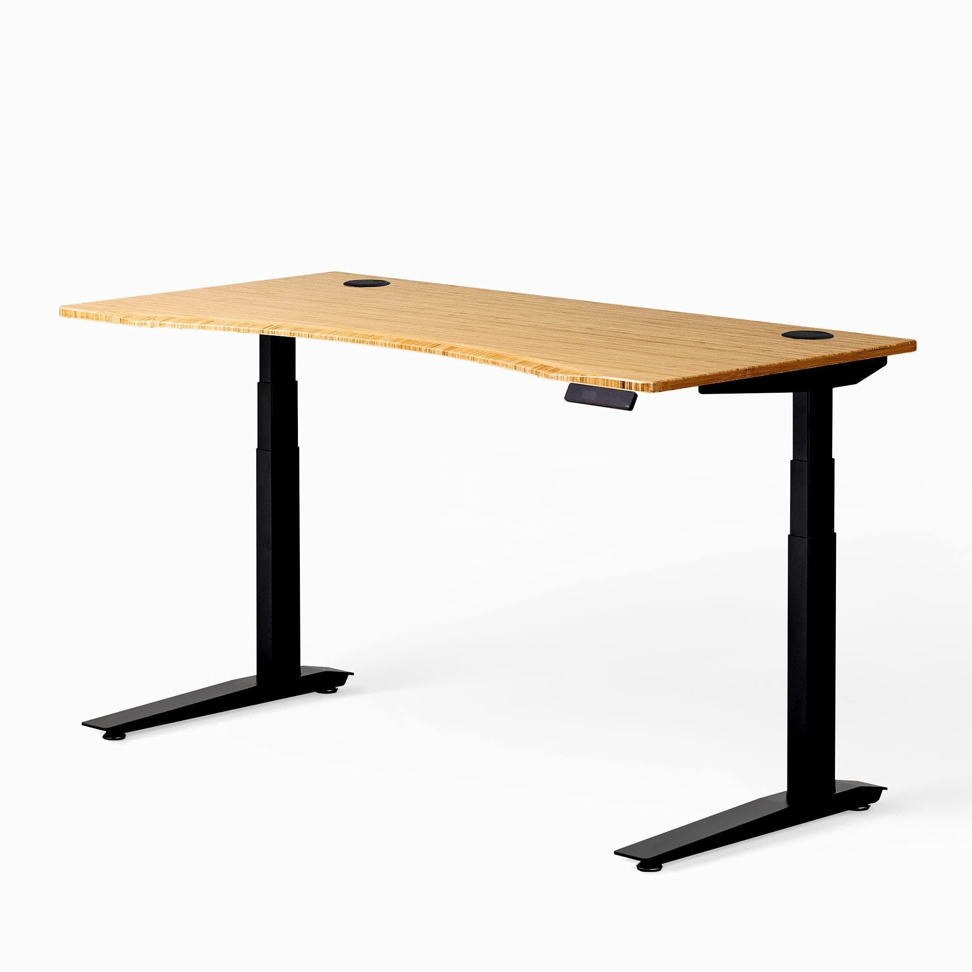 Jarvis Standing Desk Bamboo Top - Electric Adjustable Height Sit Stand Desk - 3-Stage Extended Range Frame with Memory Preset Handset Controller by Fully (Black, 180 x 80 cm Contour)