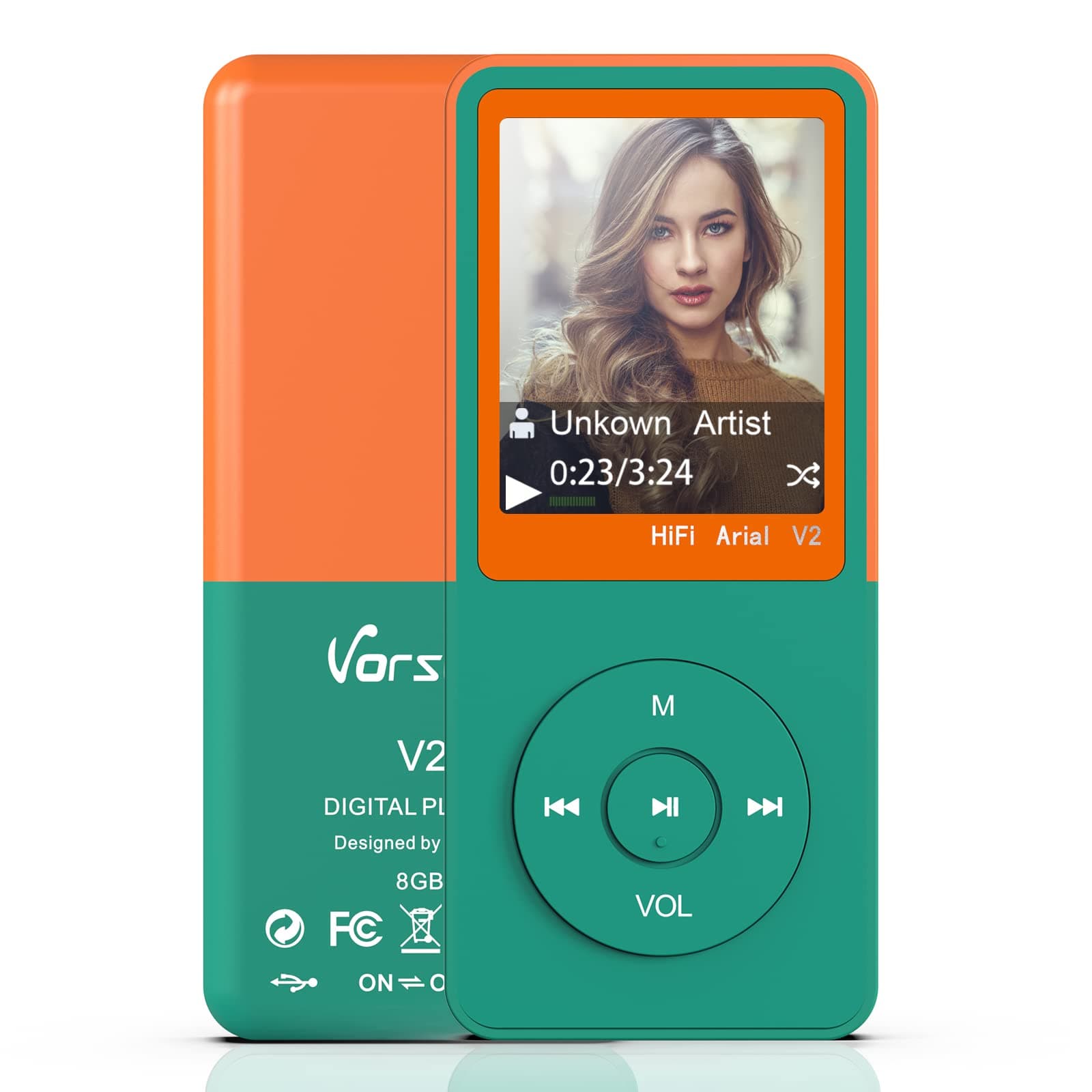 MP3 Player,Vorstik HIFI Touch Buttom Music Player,1.8 inch Digital Audio Player with FM Radio/Voice Recorder/Video Play/Text Reading,Long Playback Time, 8GB Expandable 128GB TF Card