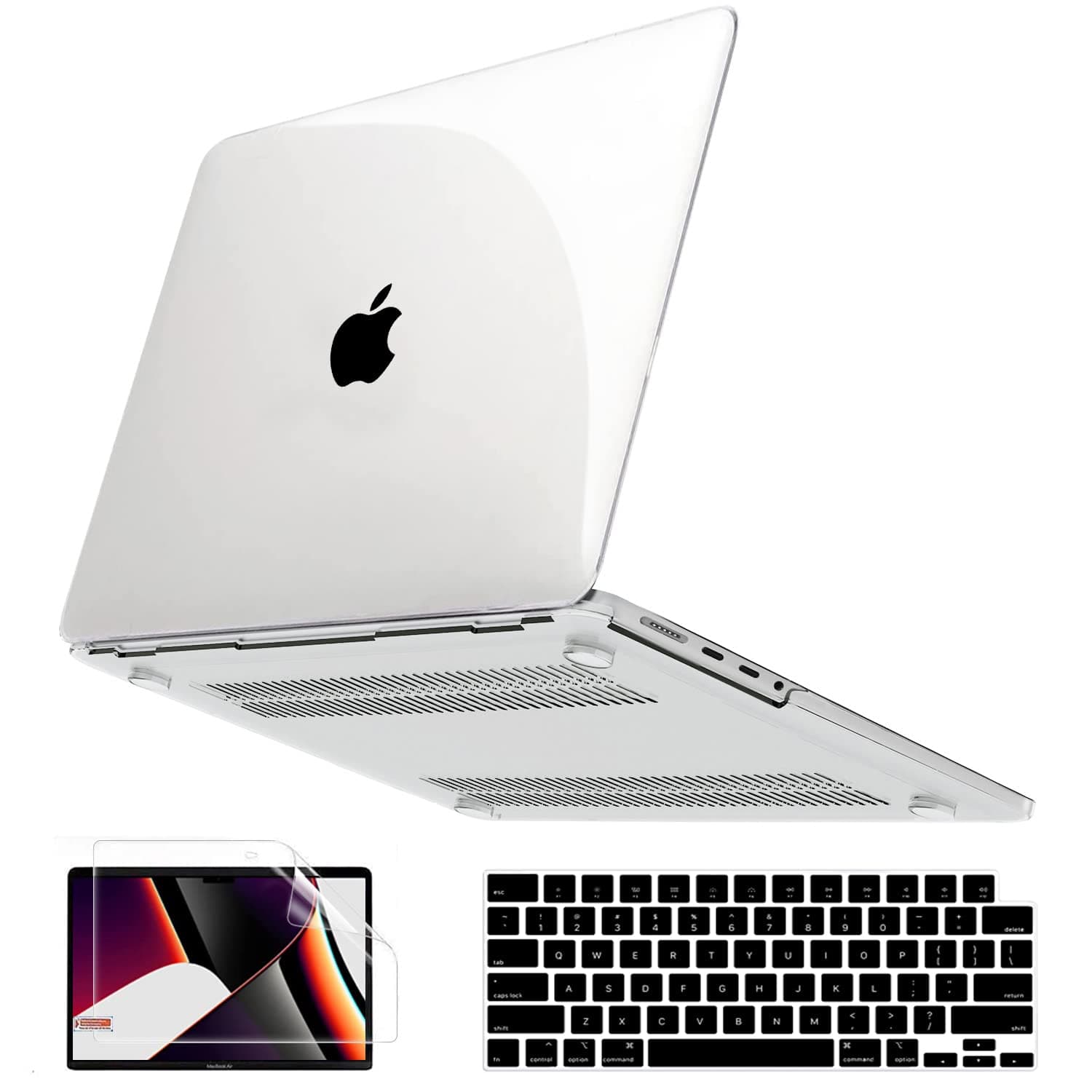 Compatible with MacBook Pro 14 inch Case 2024 2023 2022 2021 Release M3 A2918 A2992 M2 M1 A2779 A2442 Touch ID, Clear Plastic Hard Shell Case & Keyboard Cover & Screen Protector, Transparent