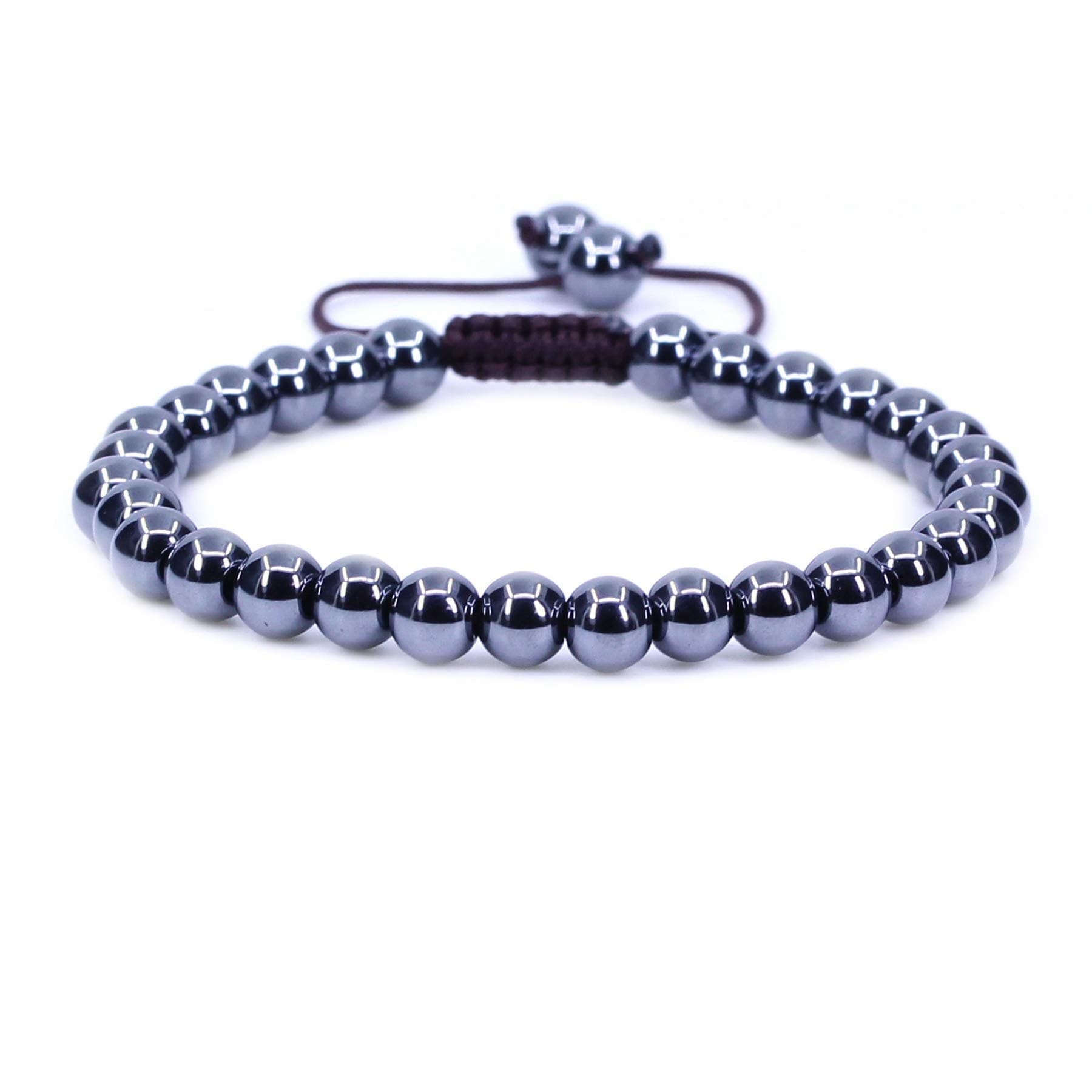 Natural Gemstone 6mm Round Beads Adjustable Braided Macrame Tassels Chakra Reiki Bracelet