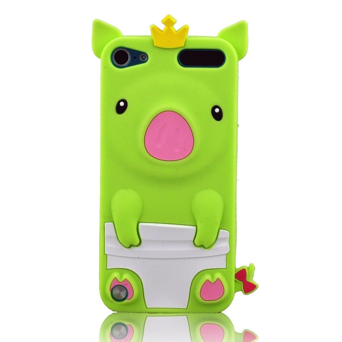 XKM 3D Crown Pig Silicone Case for Apple Ipod Touch 5/5G/5S(Green)