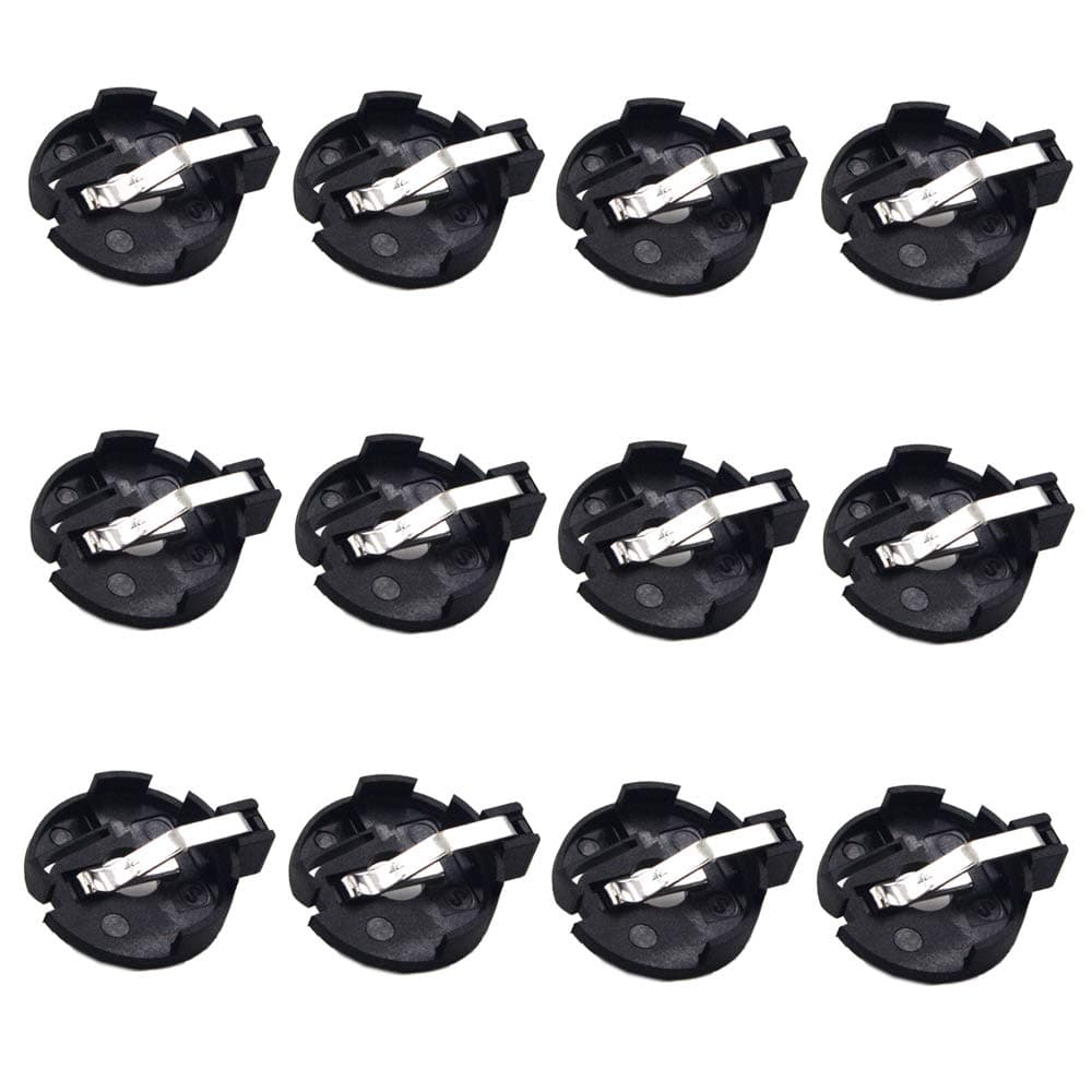 LAMPVPATH (Pack of 12) CR2032 2025 2015 Battery Holder Coin Cell Holder, CR2032 2025 2015 Coin Cell Button Battery Holder, Coin Cell Battery Holder with 2 Pin Solder Mounting Lead