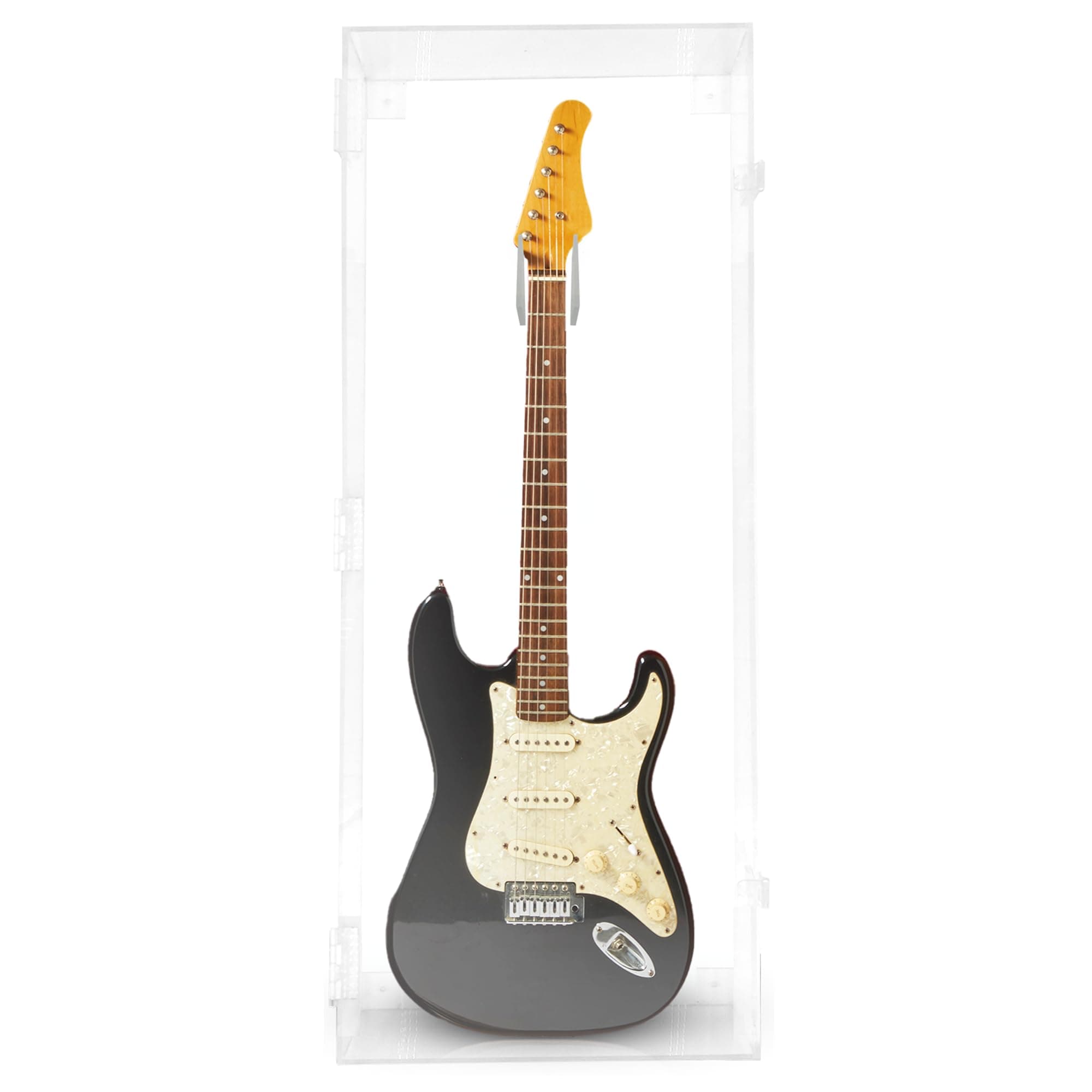 PENNZONI Electric Guitar Display Case - Fully Acrylic Electric Guitar Case with Clear Back - Horizontal Guitar Display Case Wall Mount, Guitar Wall Case Made from Clear Acrylic