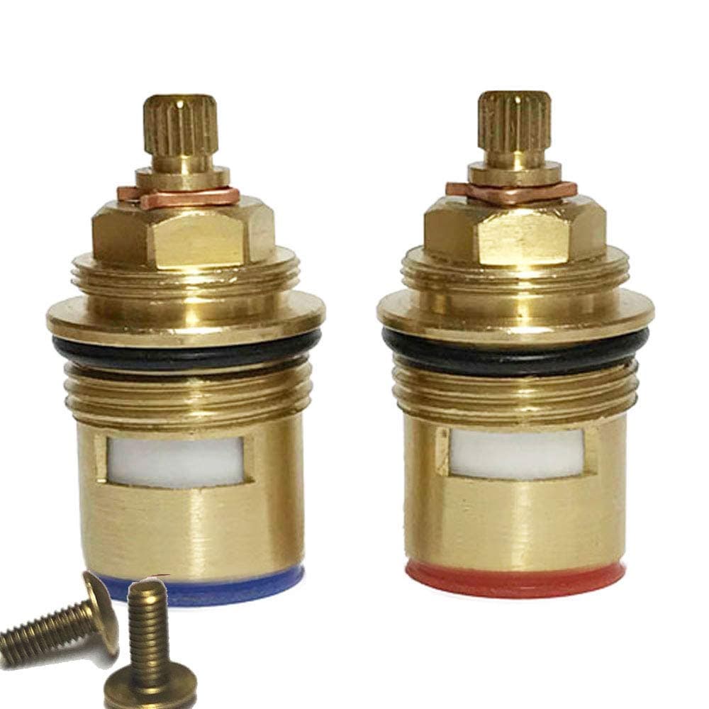 BSP 3/4" Pair of Bath Tap Cartridges Quarter Turn x 50mm x 20 teeth (Supplied with Solid Brass screws) (Pair (One of each))