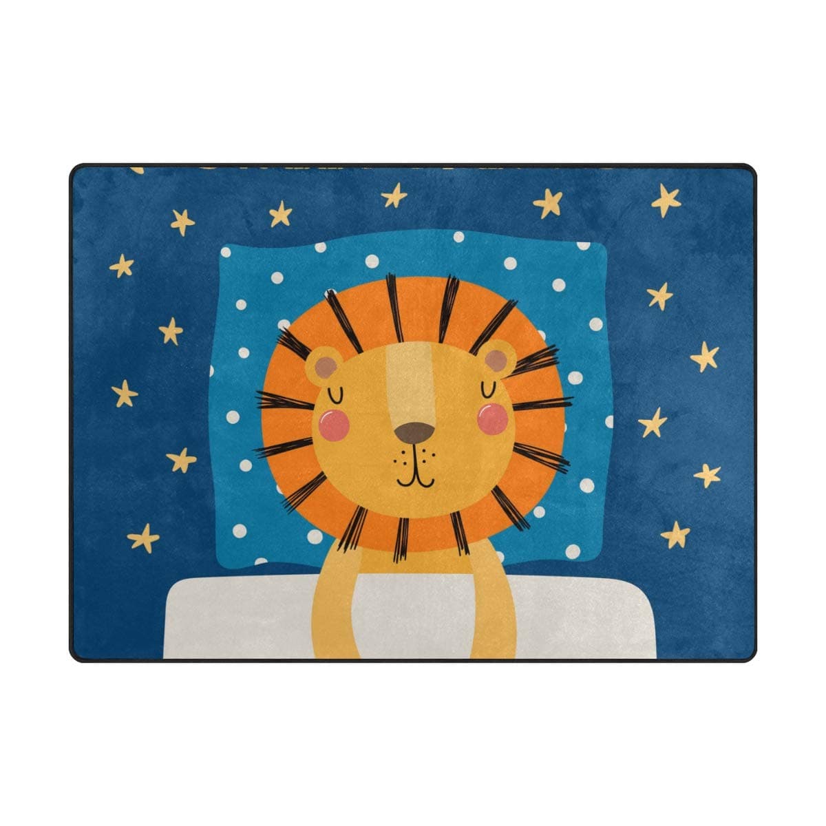 Orediy Soft Rugs Cute Funny Sleeping Lion Lightweight Area Rugs Kids Playing Floor Mat Non Slip Yoga Nursery Rug for Living Room Bedroom