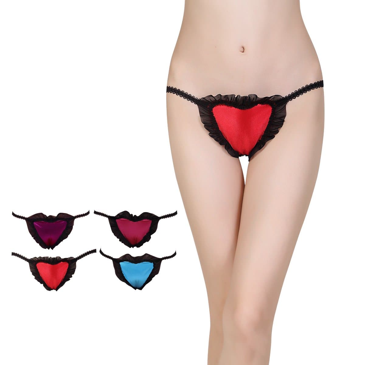 4 pk Women's heart-shaped temptation Sexy Women Ladies Briefs Lingerie G-string Thongs Underwear