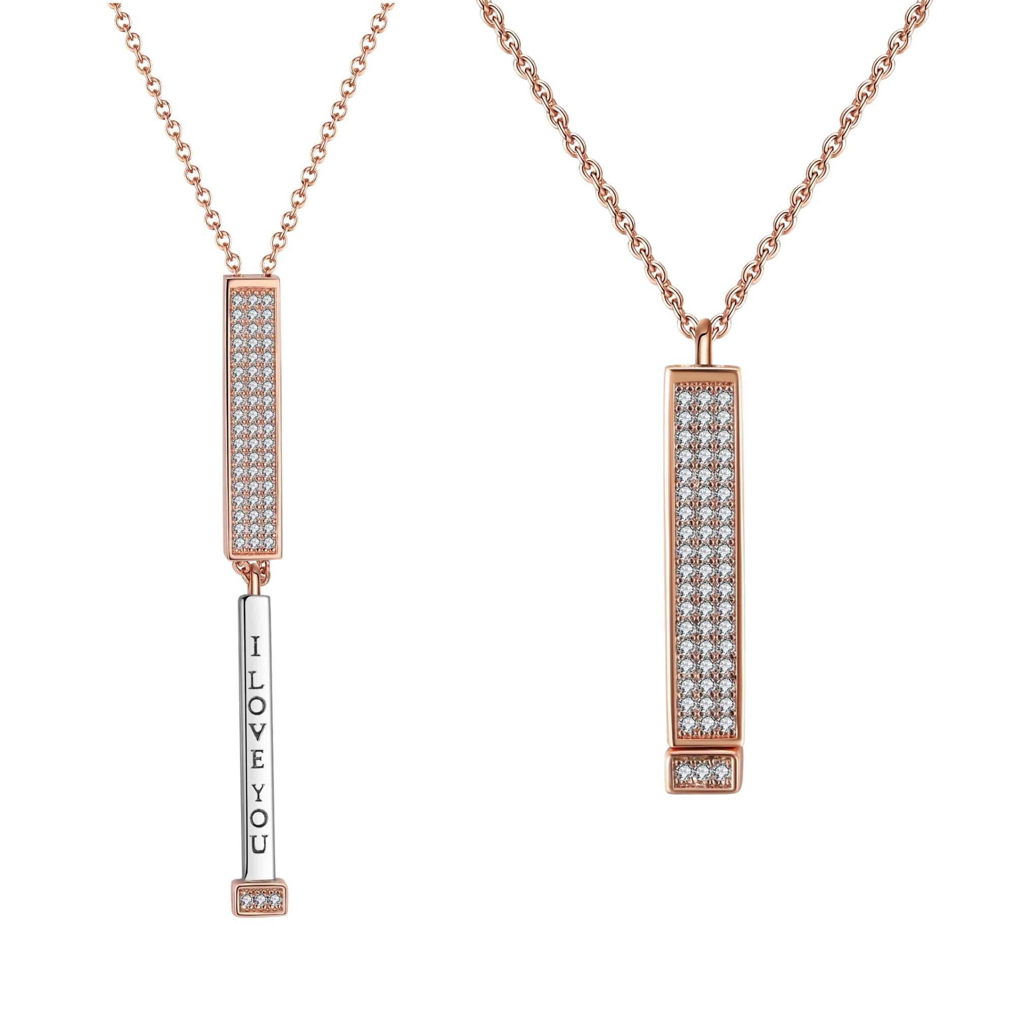 Secret I Love You Necklace Gifts for Her, Birthday Gifts for Girlfriend, Wife Anniversary, Romantic Gifts, Secret I Love You Necklace Gift for Women, 14K Rose Gold Plating, Zinc, No