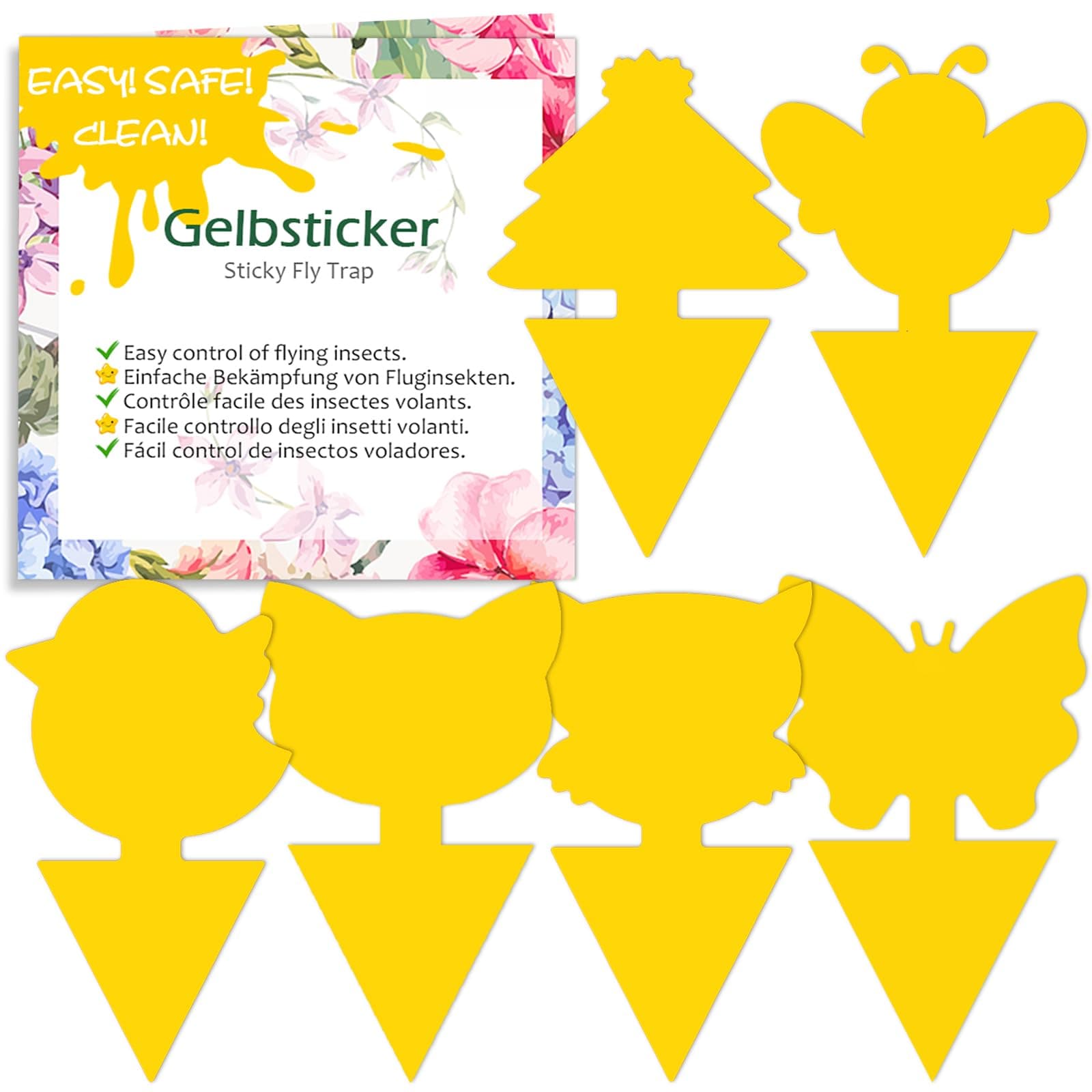 Blooven 60 PCS Fruit Fly Traps, Double-sided Fungus Gnat Sticky Catcher For Multiple Insects, Plant Fly Control Indoor (60 PCS Yellow)