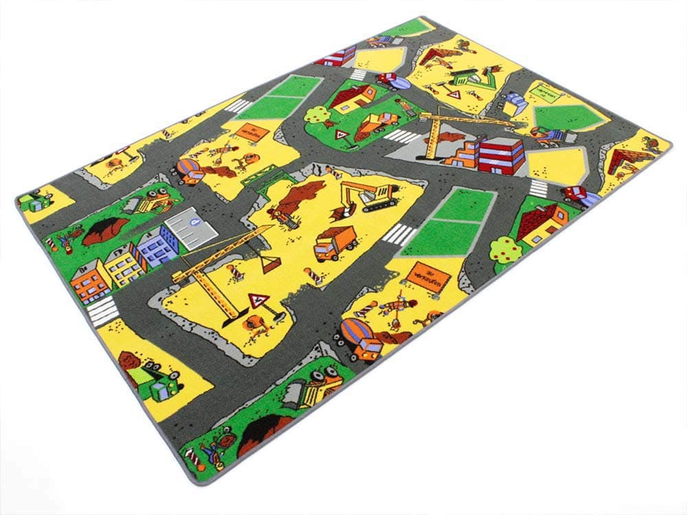 HEVO construction site yellow Children's Play Mat | Playroom Rug | Learning Carpet 200x200 cm