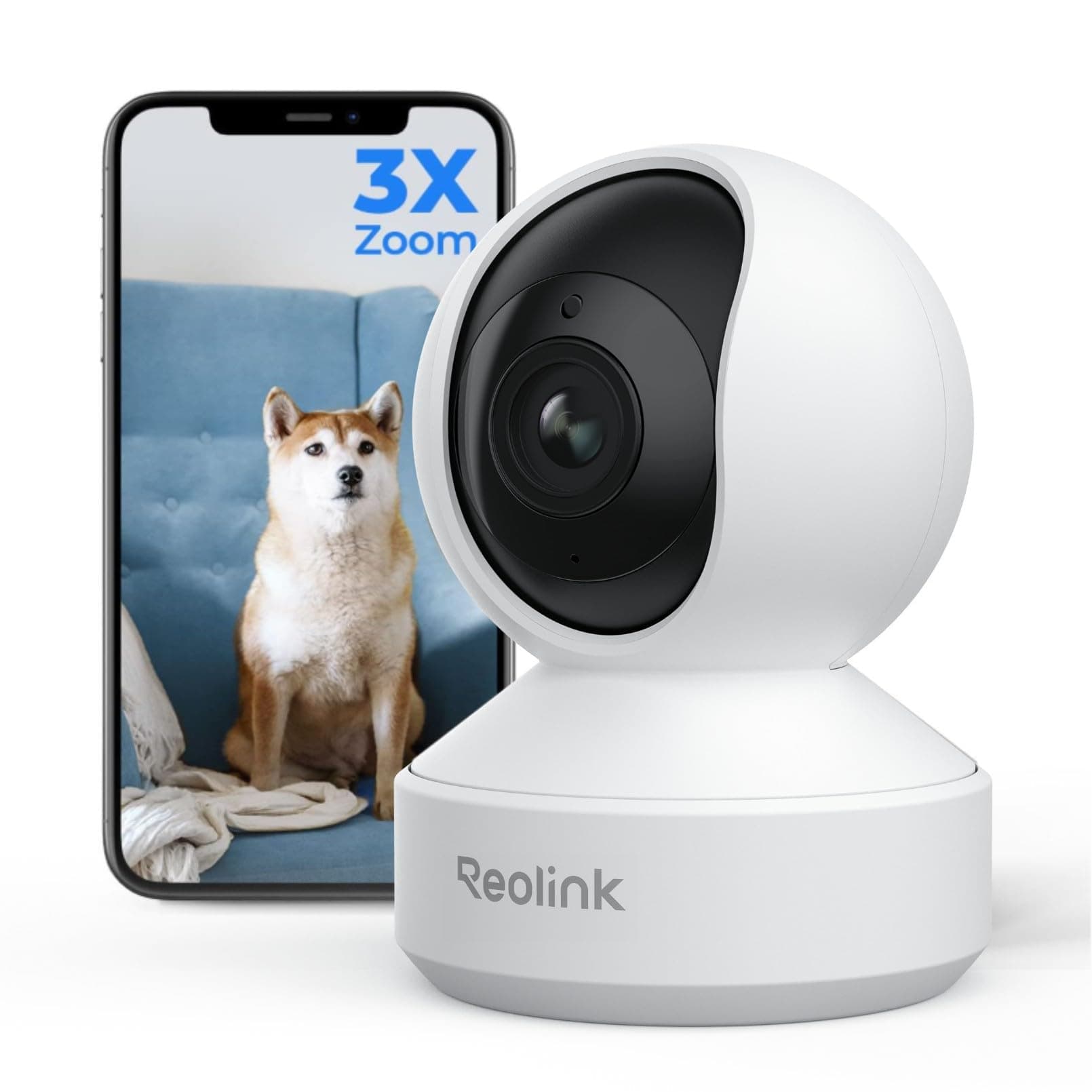 4K Indoor Camera with 3X Optical Zoom, Pet Camera, Baby Monitor, Crying Sound Detection, Privacy Mode, Human/Pet Auto Tracking, 2.4/5GHz WiFi 6 Home Security Camera, 8MP Night vision, E1 Zoom