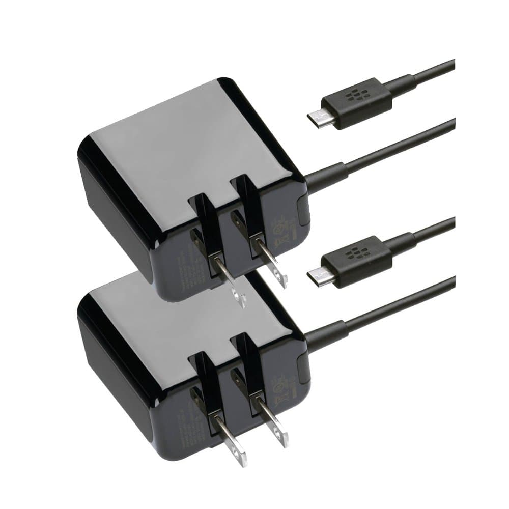 BlackBerry ACC-39343-301 OEM Original High Capacity Folding Blade Micro-USB Charger for BlackBerry Z10, Q10, Z30, Q5, Playbook and Other Micro USB Devices [2 Pack]