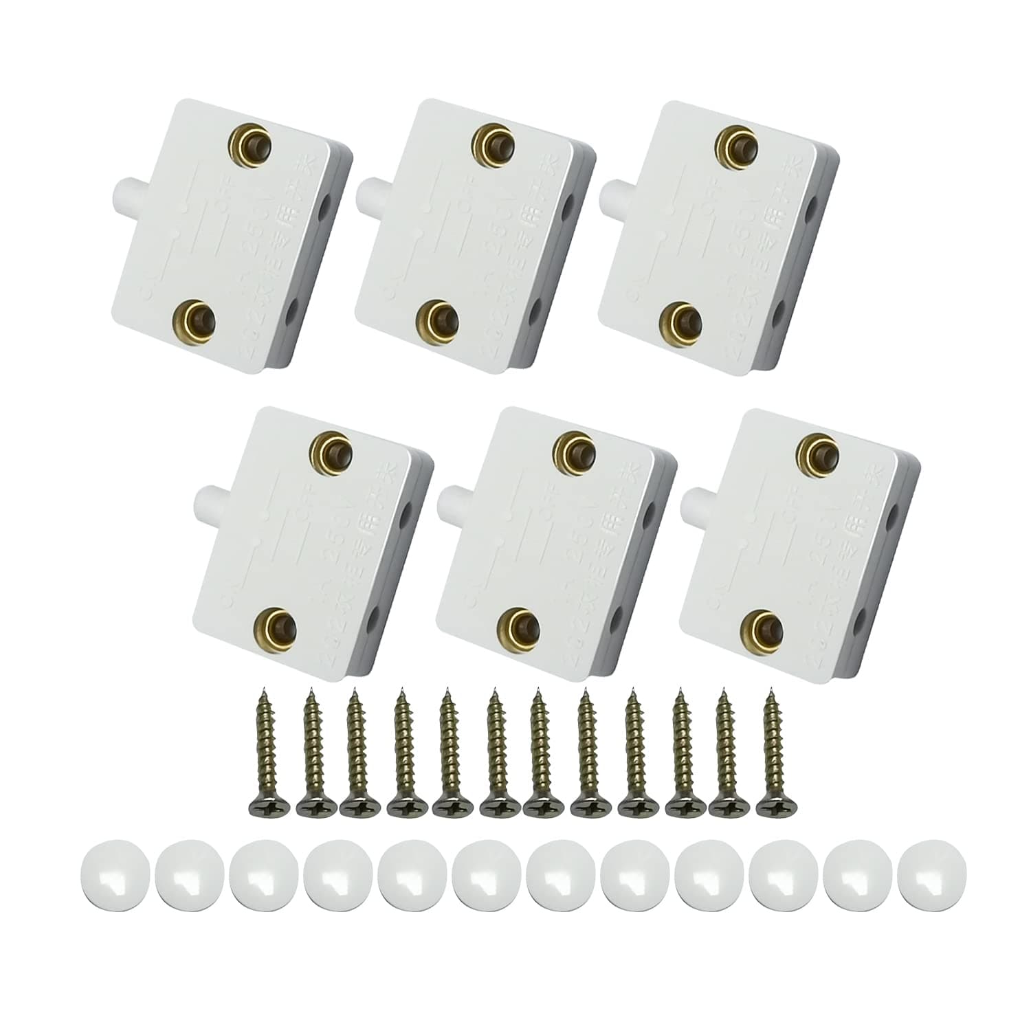 6X Light Switch Open On Close Off for Cabinet, Drawer (White)