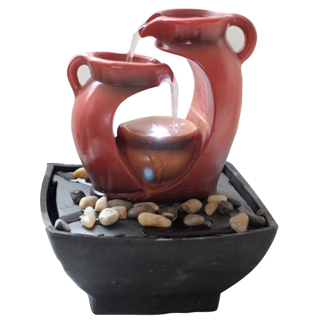 Handmade Indoor Water Feature Fountain Tabletop Water Fountain with LED Lights Easy Installation Home Decor Garden Ornaments Feng Shui Ornaments Ideal Gift (A 160x160x230mm)