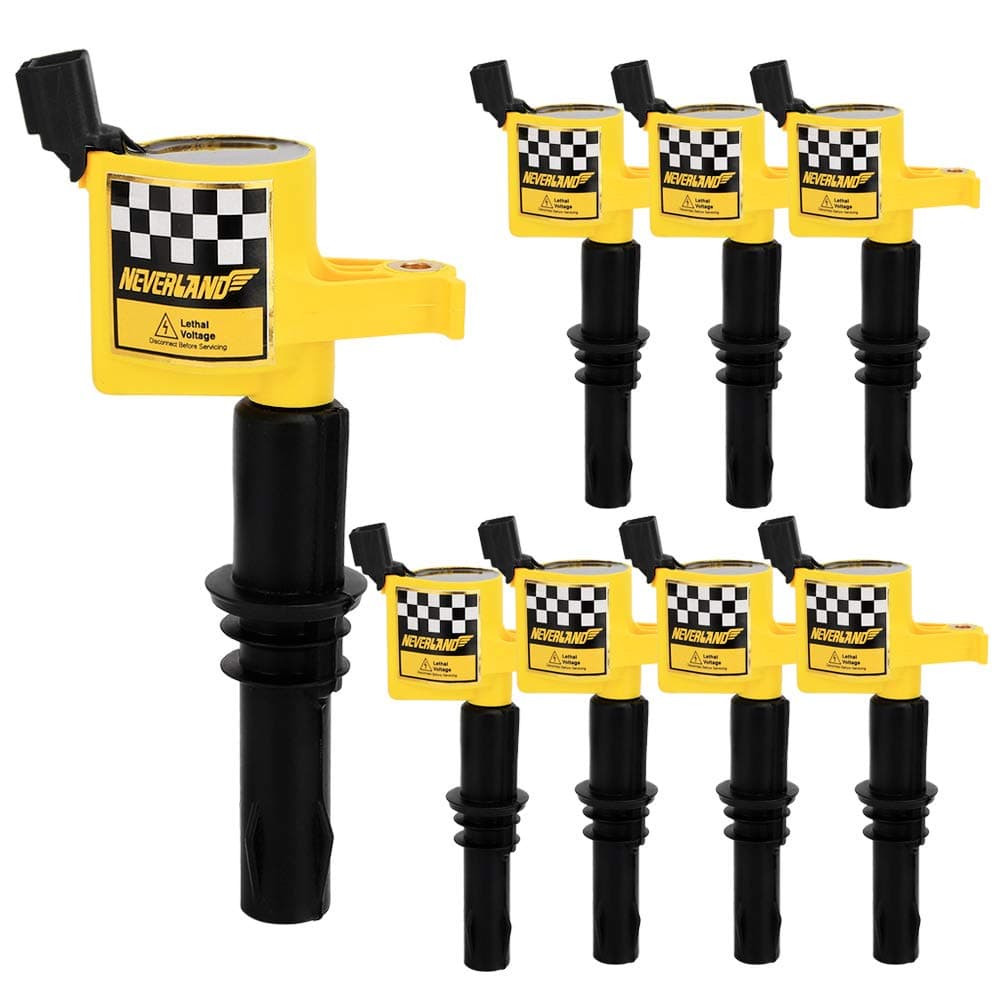 NEVERLAND 8 Pack DG511 C1541 FD508 Straight Boot Ignition Coils for Ford Lincoln Mercury V8 V10 4.6l 5.4l 6.8l Upgrade 15% More Energy F-150(Yellow)